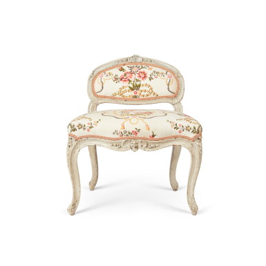 View full screen - View 1 of Lot 100. A Louis XV Painted Wood Chaise à Coiffer, 18th Century.