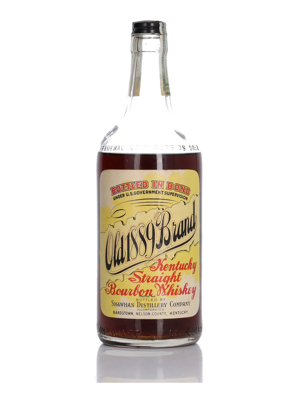 View full screen - View 1 of Lot 286. Shawan Old 1889 Brand Bottled in Bond 100 Proof 1939 (1 Bottle Quart).