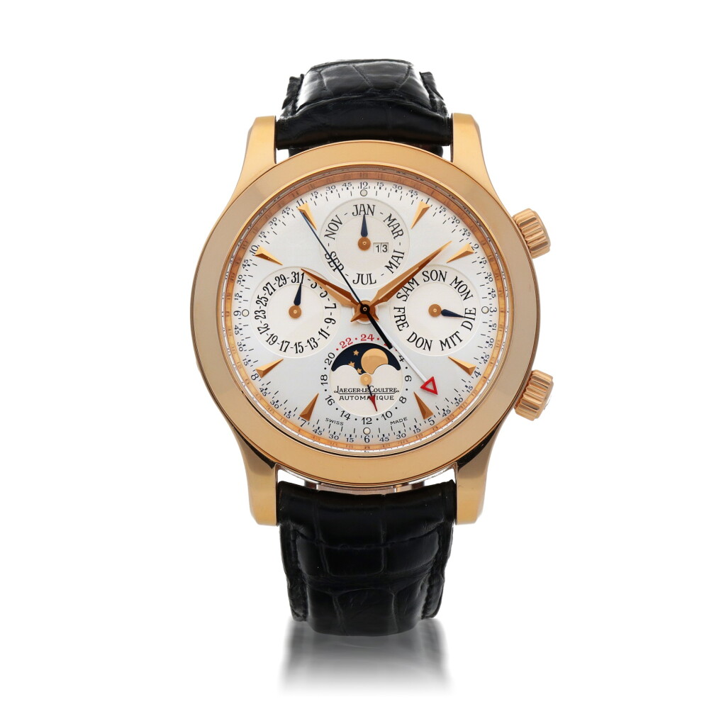 View full screen - View 1 of Lot 19. GRANDE MEMOVOX, REF 146.2.95 PINK GOLD PERPETUAL CALENDAR WRISTWATCH WITH ALARM, MOON PHASES, YEAR AND 24-HOUR INDICATION CIRCA 2005.