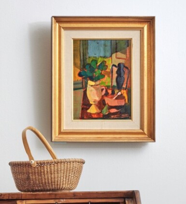 View full screen - View 1 of Lot 18. A Vase, a Chair and a Green Pear.