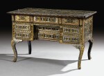AN EBONY, AMARANTH, COPPER AND PEWTER MARQUETRY BUREAU BRISÉ, LOUIS XIV, ATTRIBUTED TO PIERRE GOLE, LATE 17TH CENTURY | BUREAU BRISÉ EN MARQUETERIE D’ÉBÈNE, AMARANTE, CUIVRE ET ÉTAIN D’ÉPOQUE LOUIS XIV, FIN DU XVIIE SIÈCLE, ATTRIBUÉ À PIERRE GOLE