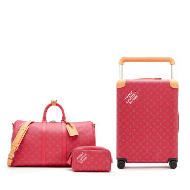 View full screen - View 1 of Lot 119. Set of Three Rose Pondichery Pink Monogram Canvas Keepall Bandoulière 45 Silver Hardware, 2026, Horizon 55 Suitcase Silver Hardware, 2026 and Mini Dopp Kit Silver Hardware, 2026.
