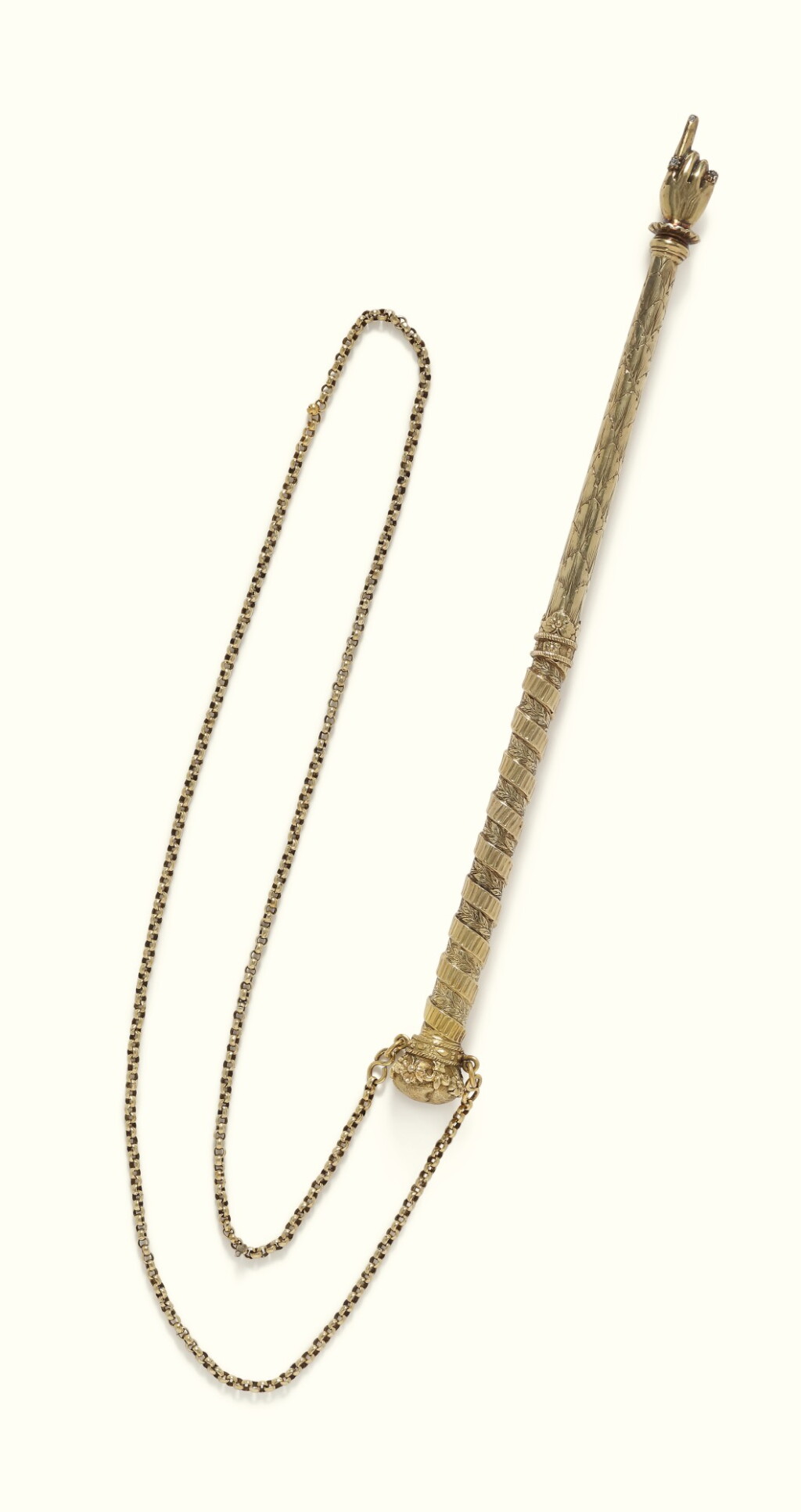 View full screen - View 1 of Lot 34. A LARGE ENGLISH SILVER-GILT TORAH POINTER, JOSEPH ANGELL, LONDON, 1860.
