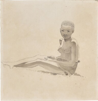 View full screen - View 1 of Lot 171. A Khoisan girl seated on the ground.