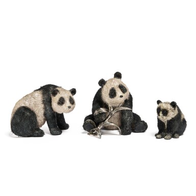 View full screen - View 1 of Lot 156. Three Italian Silver Pandas, Mario Buccellati, Milan, Circa 1934-44.