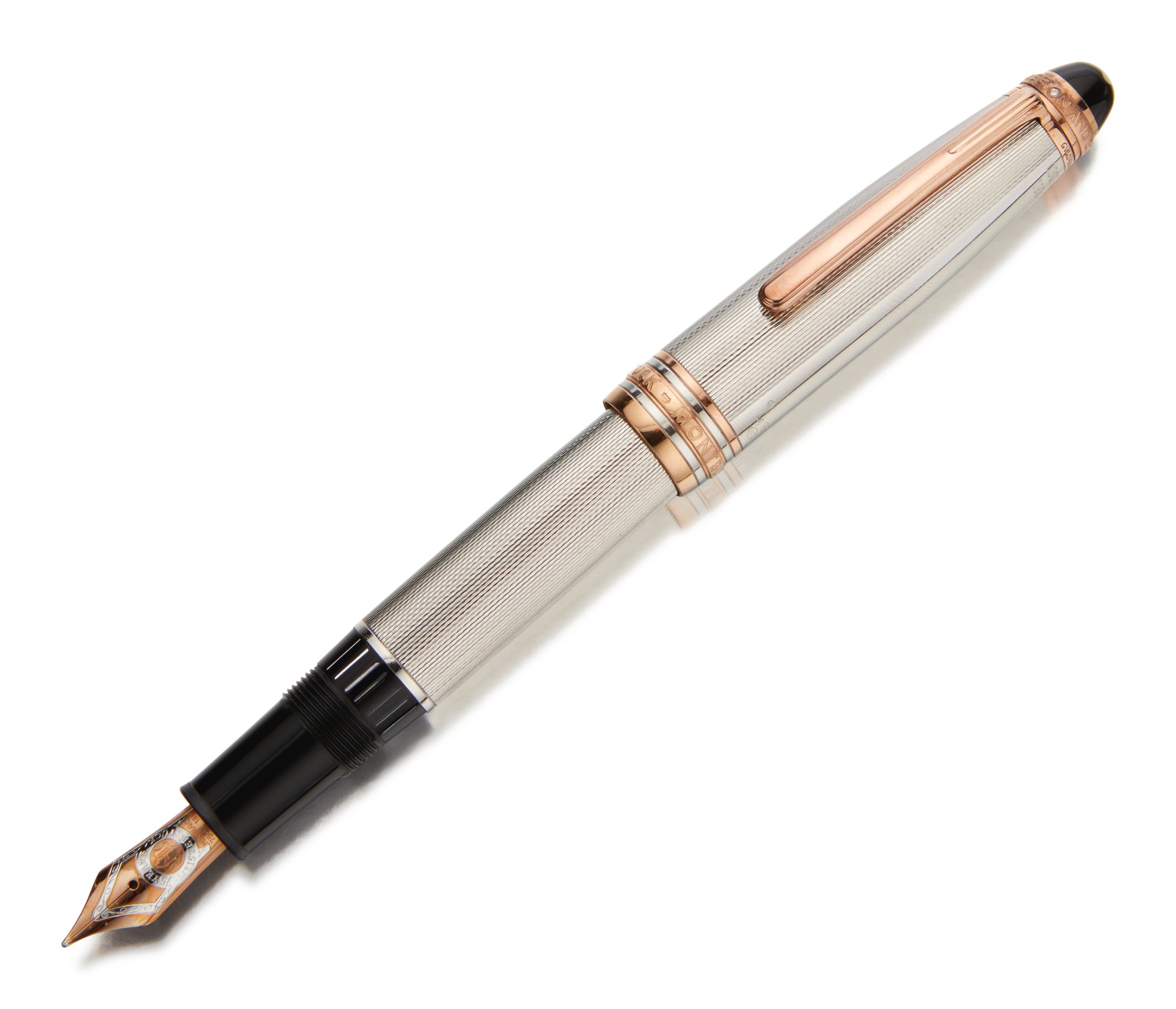 MONTBLANC A LIMITED EDITION SILVER AND PINK GOLD PLATED FOUNTAIN PEN, CIRCA 2000 Luxury Pens