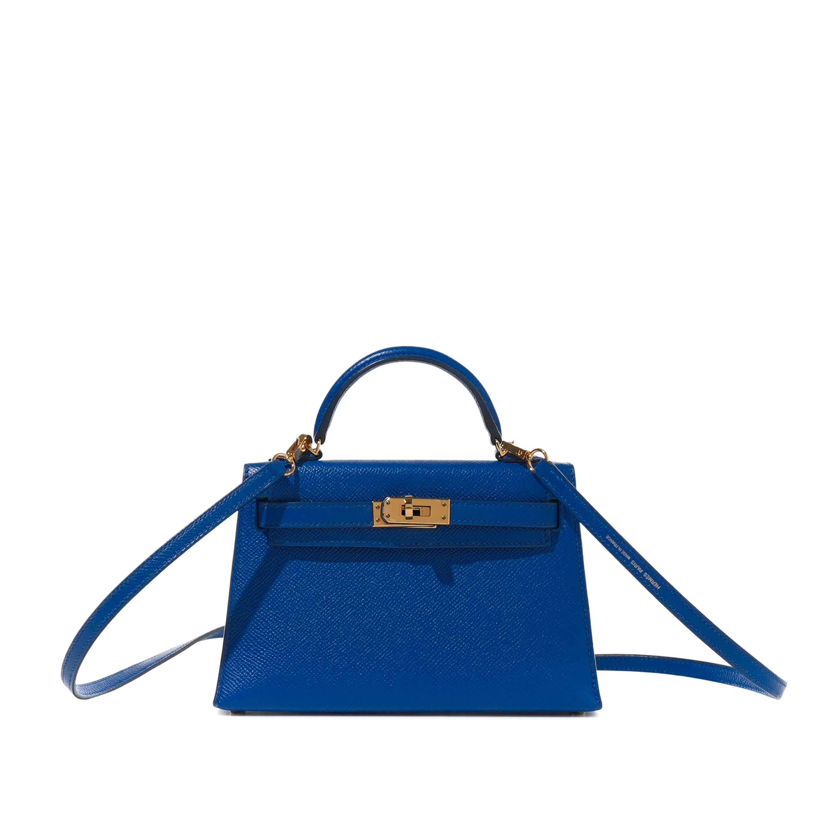 Hermès Bleu Zellige Epsom Mini Kelly II 20 Gold Hardware, 2018