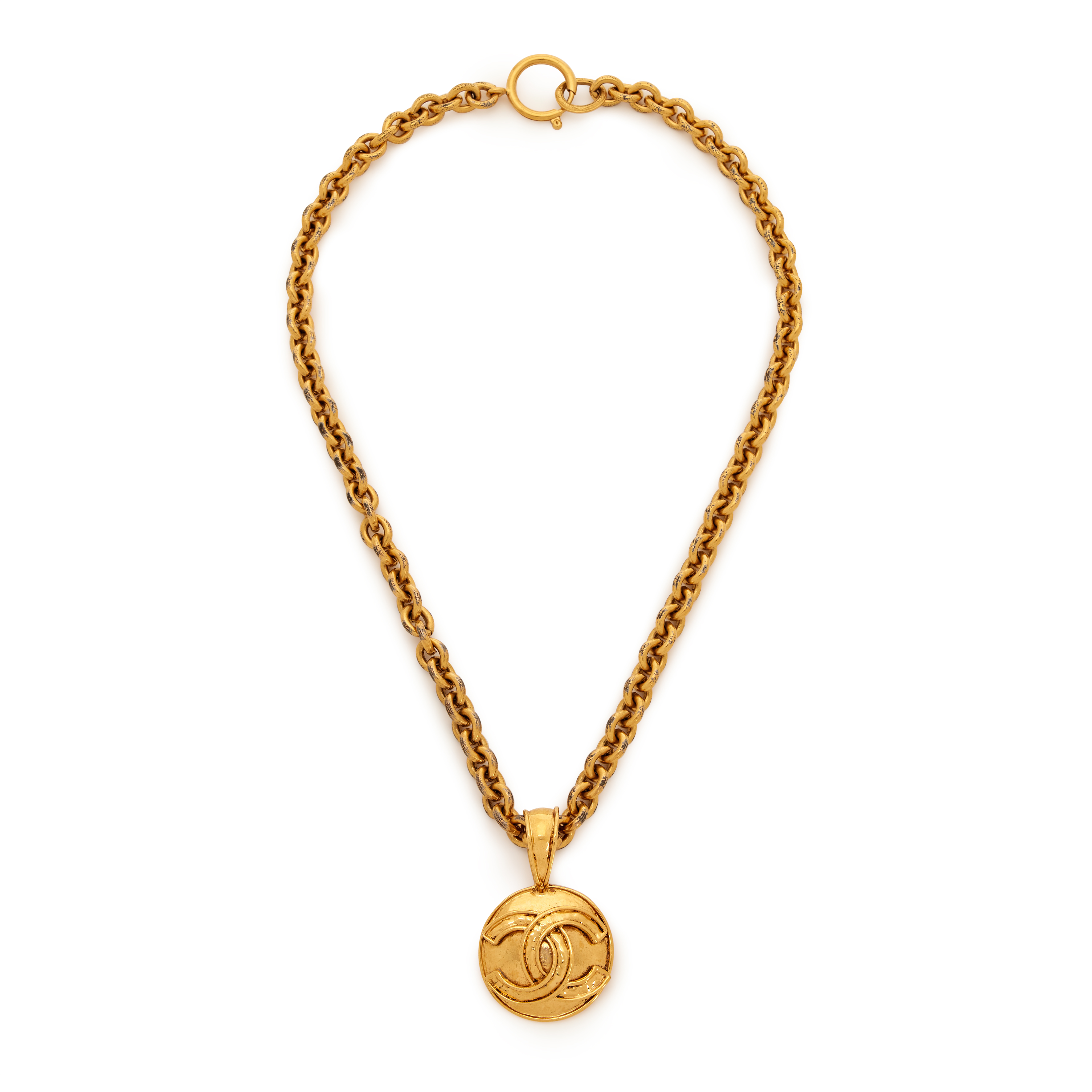 Chanel Vintage Gold Metal CC Medallion Chain Necklace, 1994