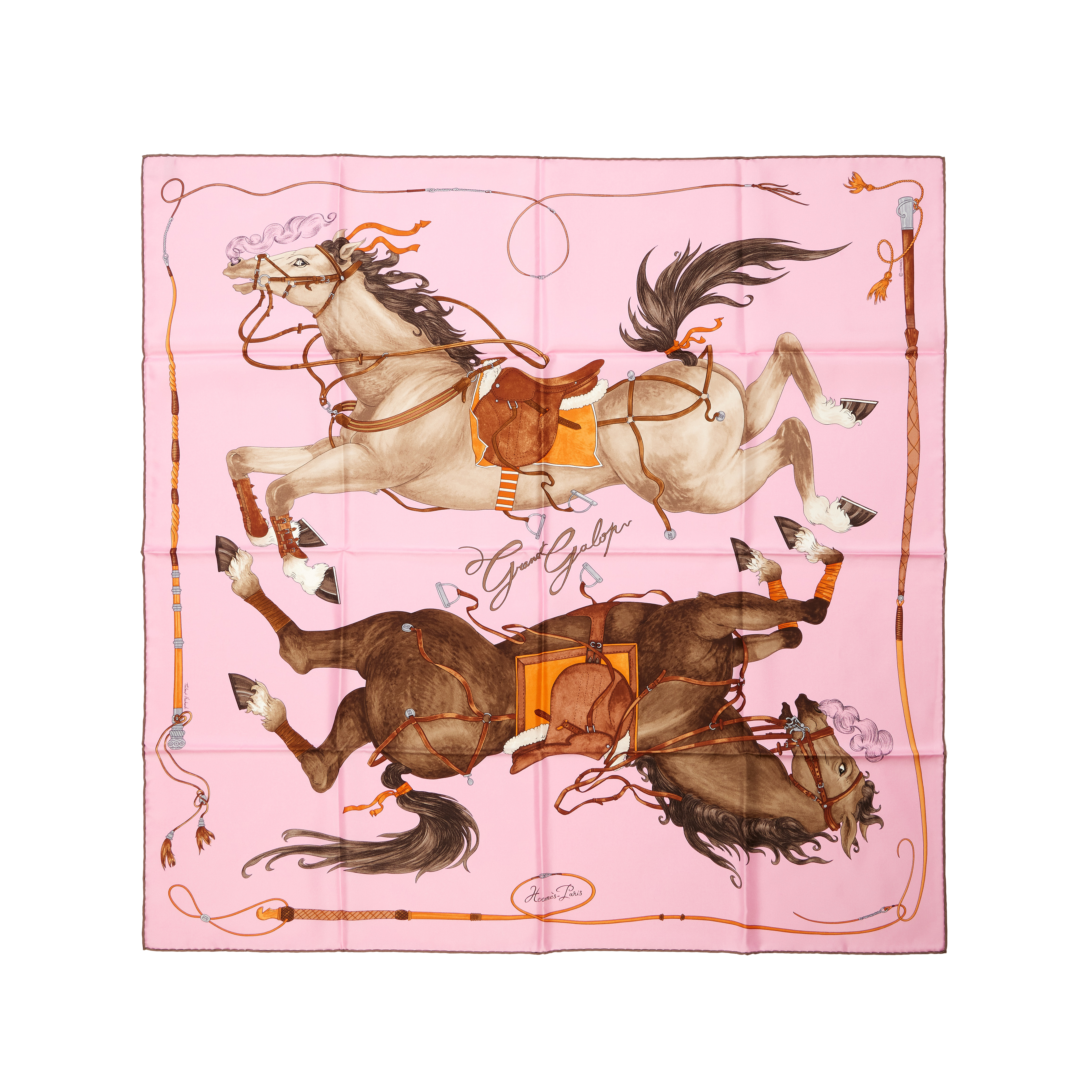 Hermès Rose Dragée Alezan Anthracite Silk Ecuries Horse Equestrian