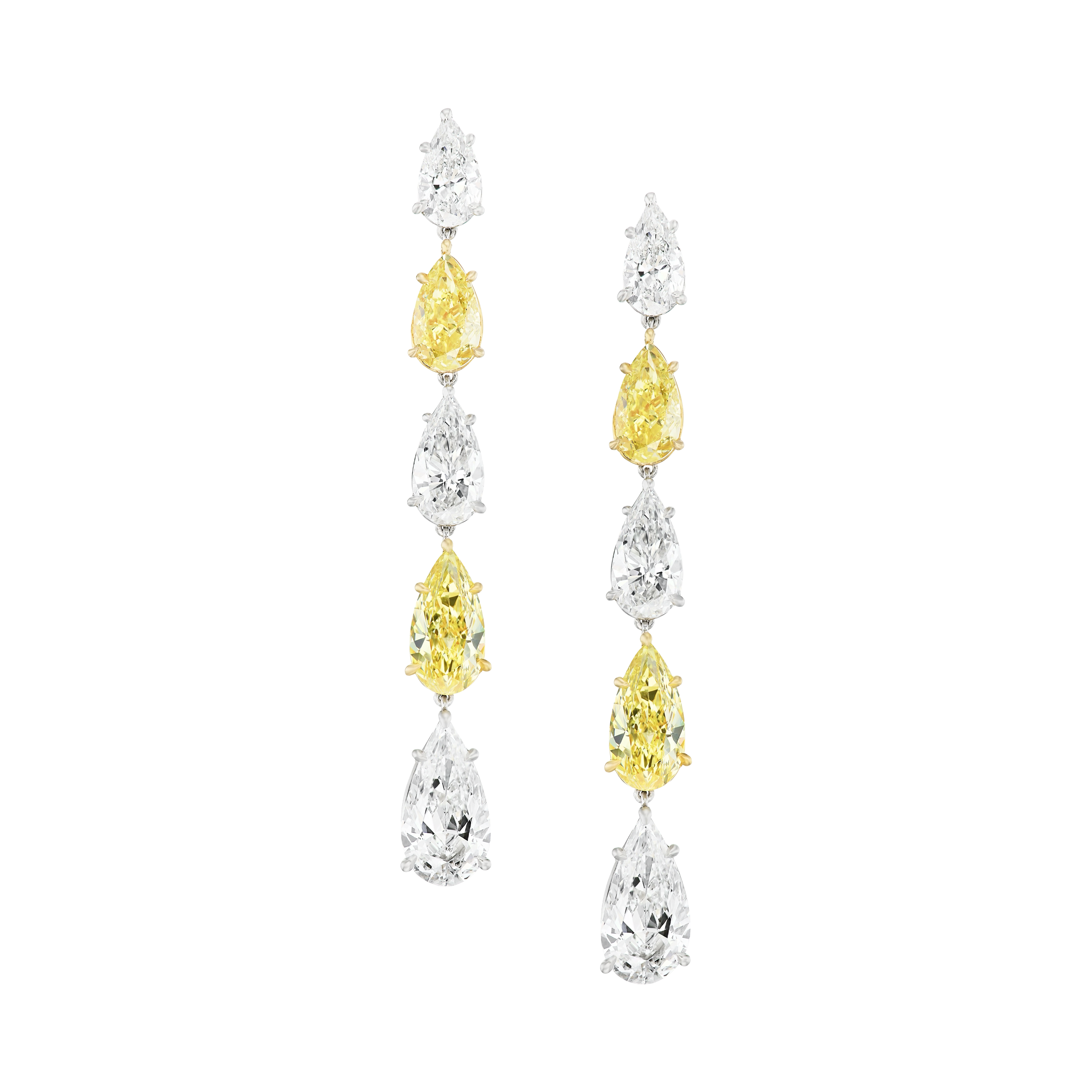 Platinum, Gold, Fancy Intense Yellow Diamond And Diamond Earrings