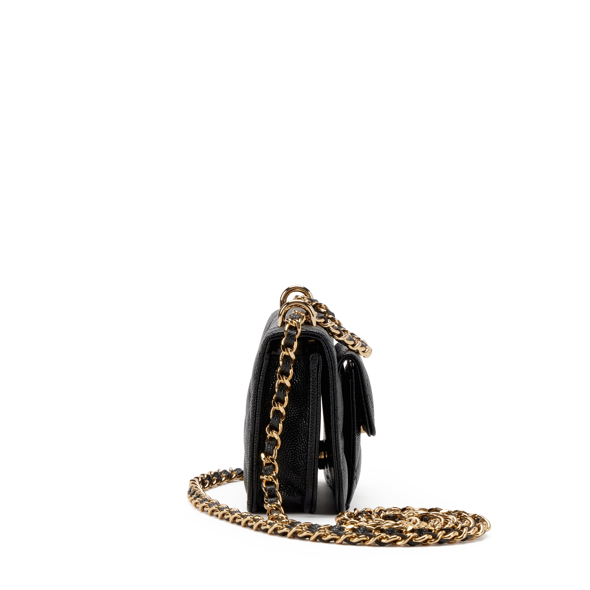 Chanel Black Quilted Caviar Front Pocket CC Clutch, 2022