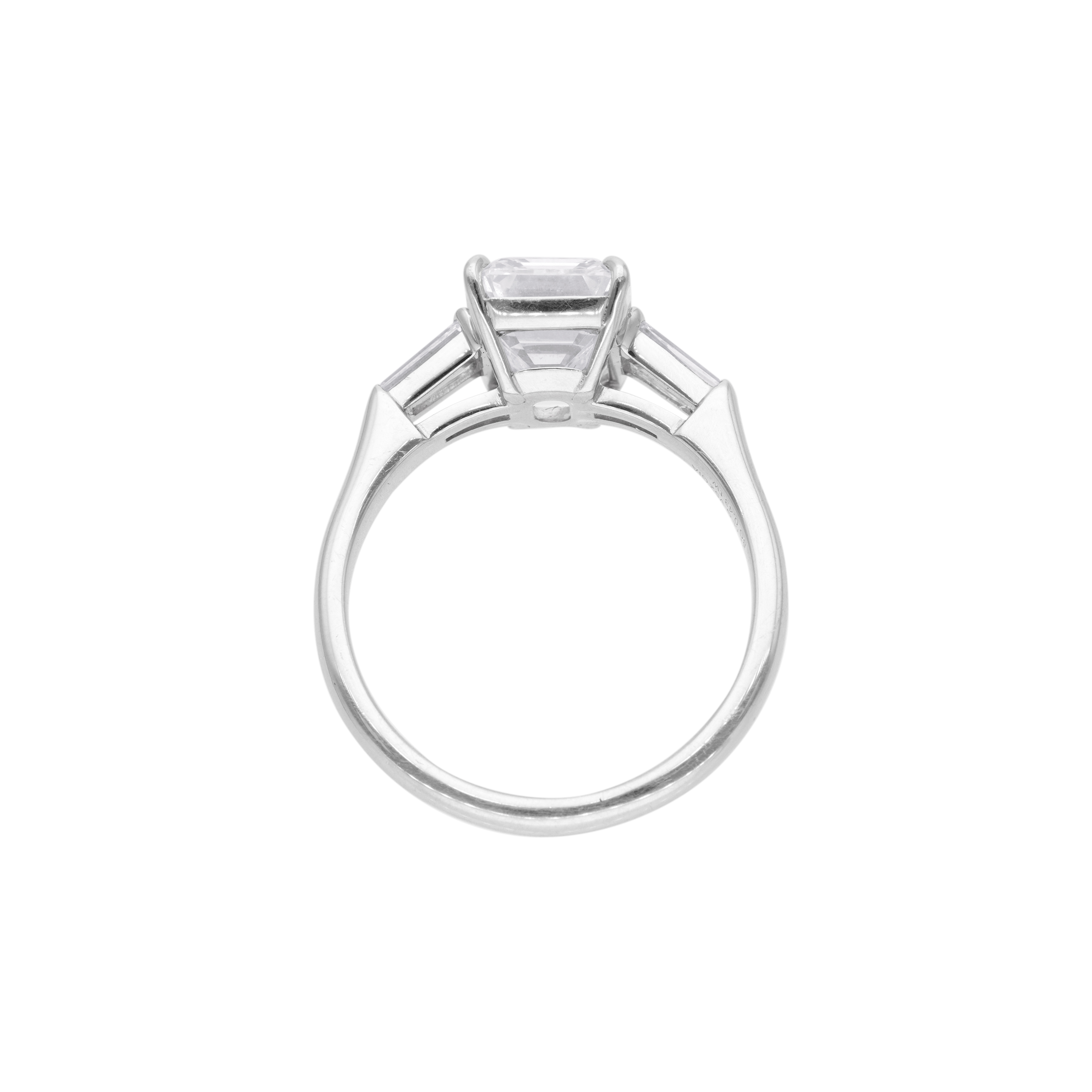 Platinum and 3.01ct Emerald Cut Diamond Three Stone Engagement Ring - Image 3