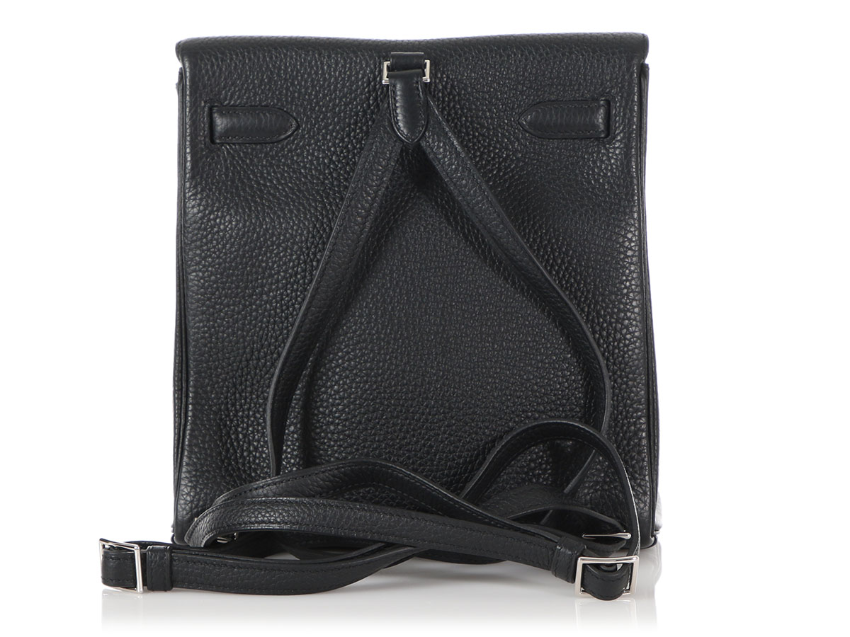 Hermès Black Clémence Kelly Ado II Backpack Palladium Hardware