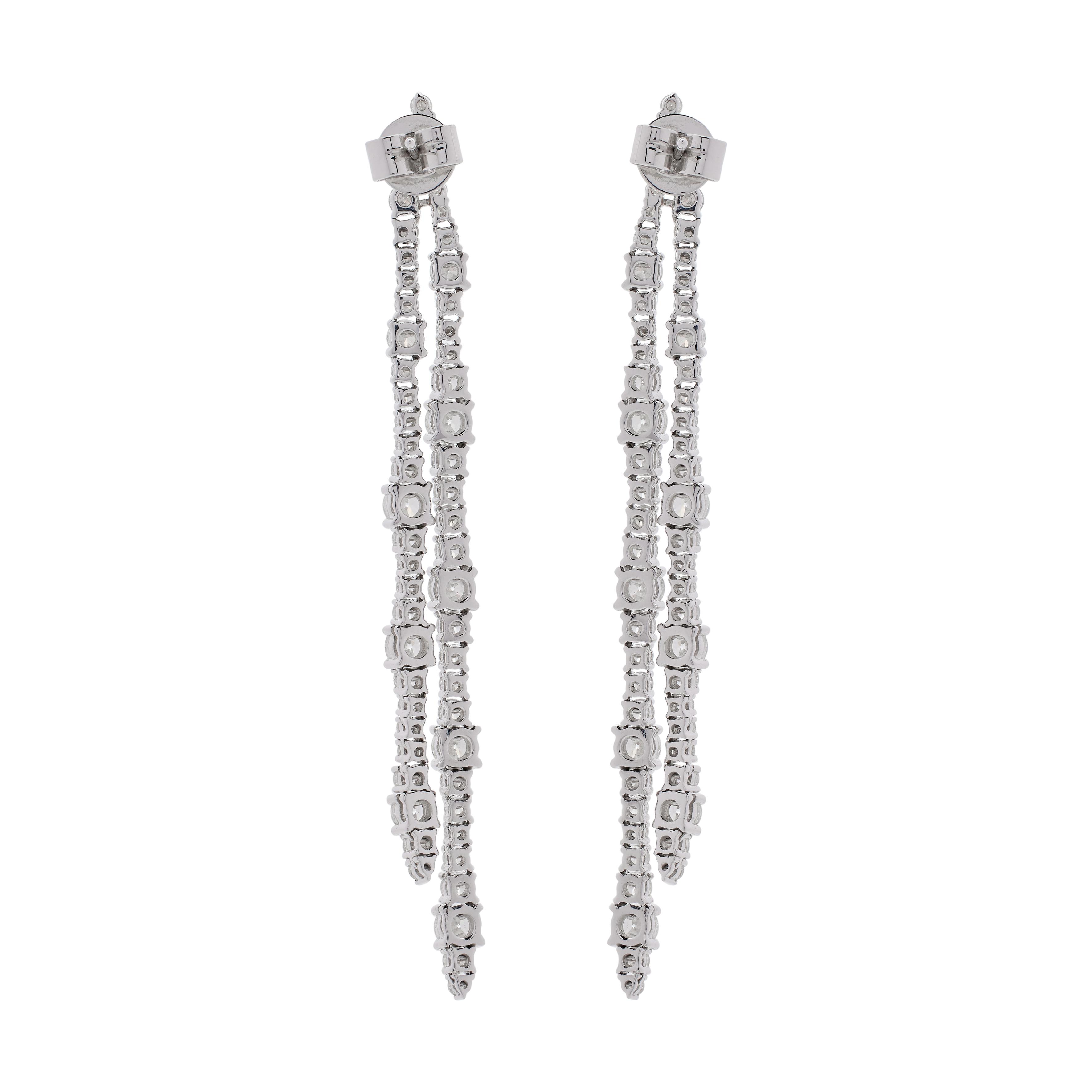 White Gold And Diamond Drop Earrings Available For Immediate
