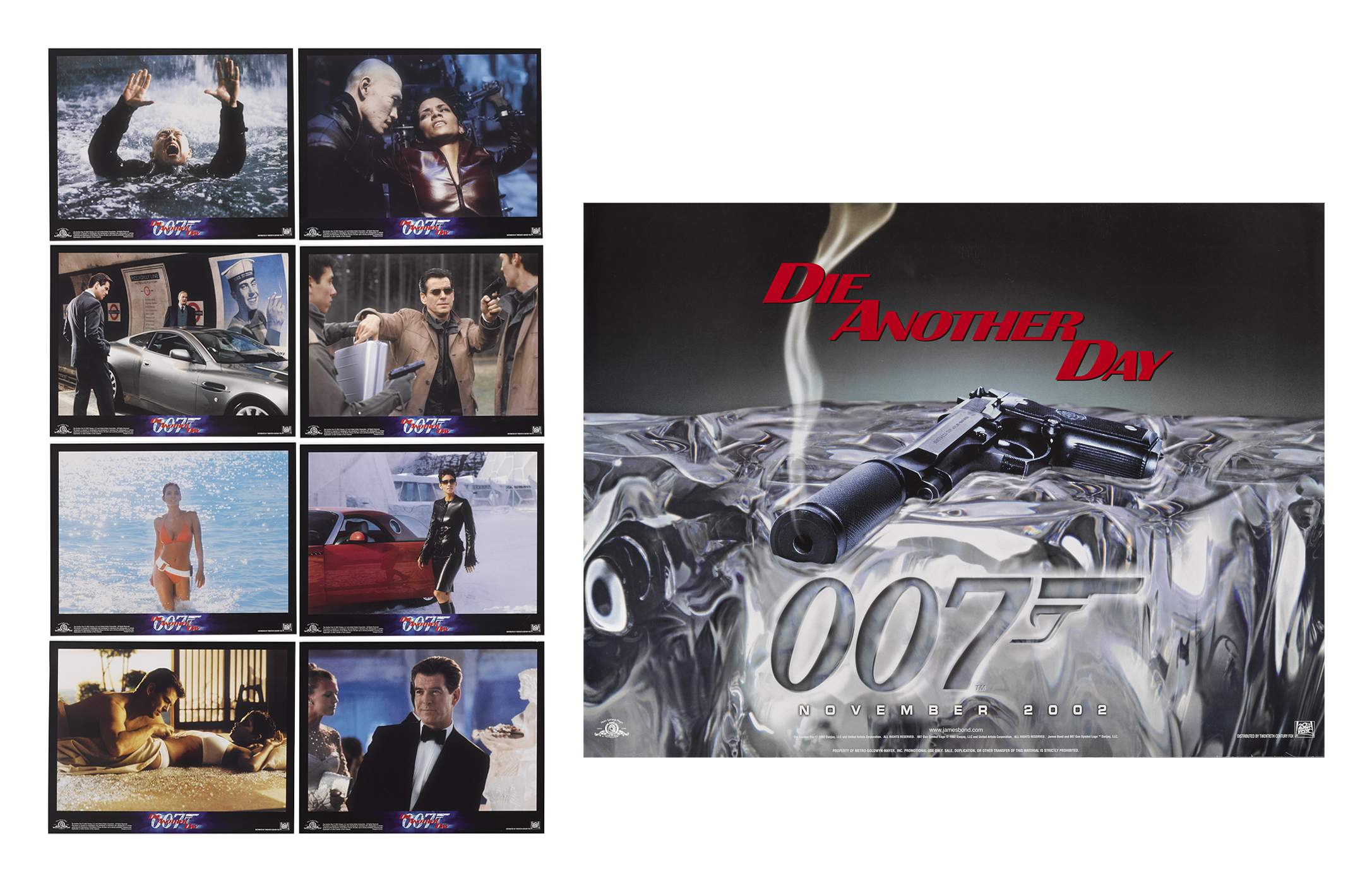 DIE ANOTHER DAY (2002) SET OF 8 LOBBY CARDS, US, WITH POSTER, BRITISH