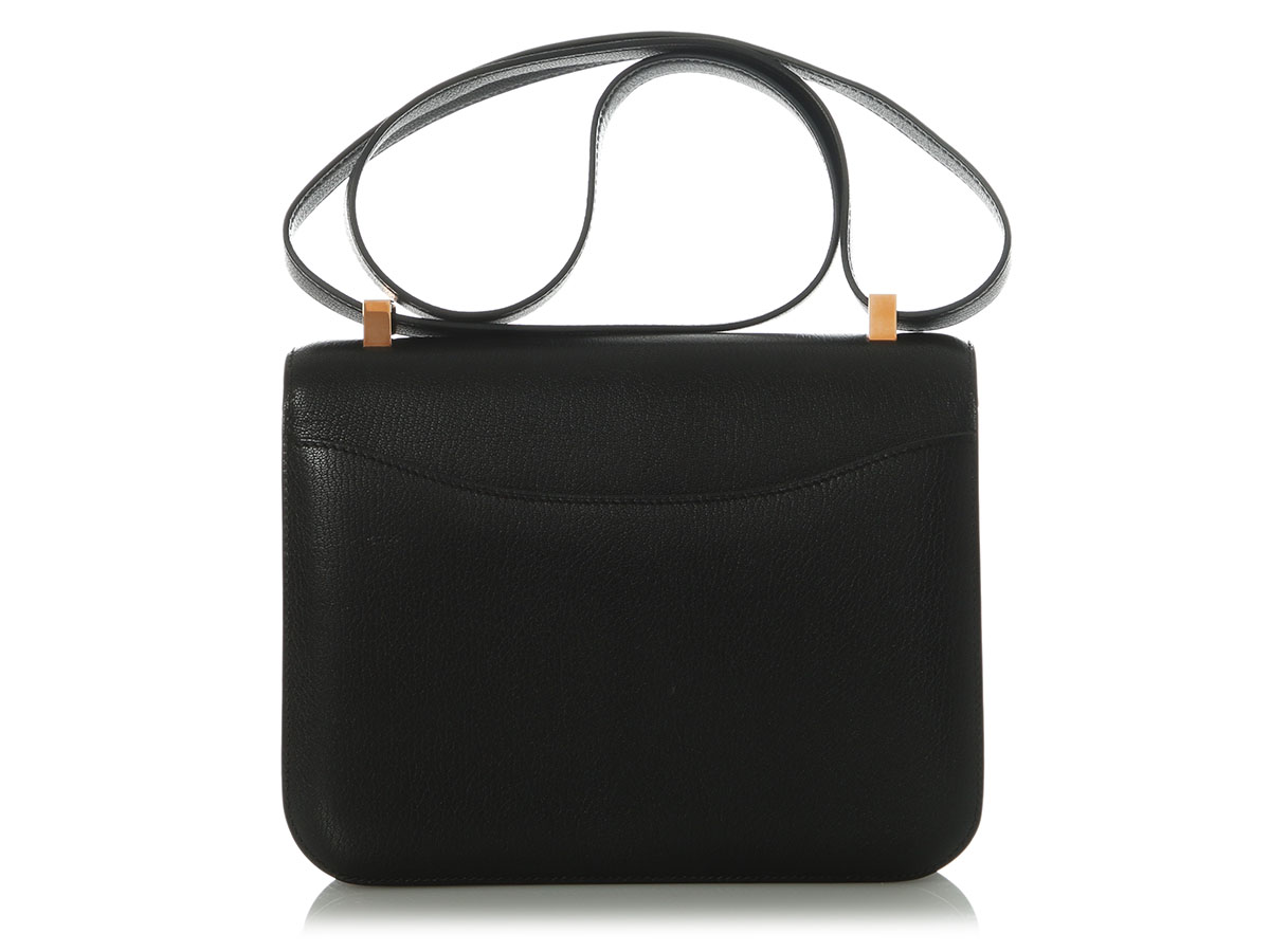 Hermès Black Chèvre Chamkila Constance 1-24 Rose Gold Hardware