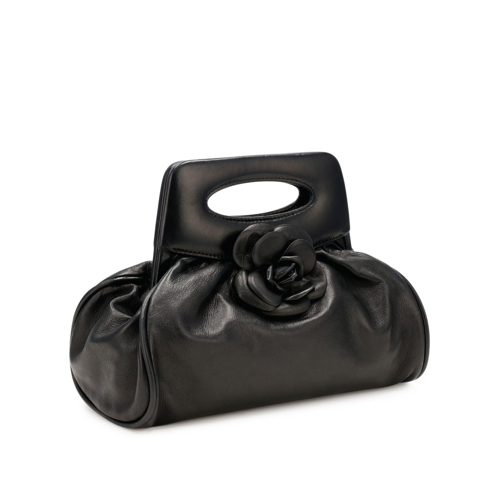 Chanel Black Lambskin Camellia Top Handle Bag, 2003-2004 Available