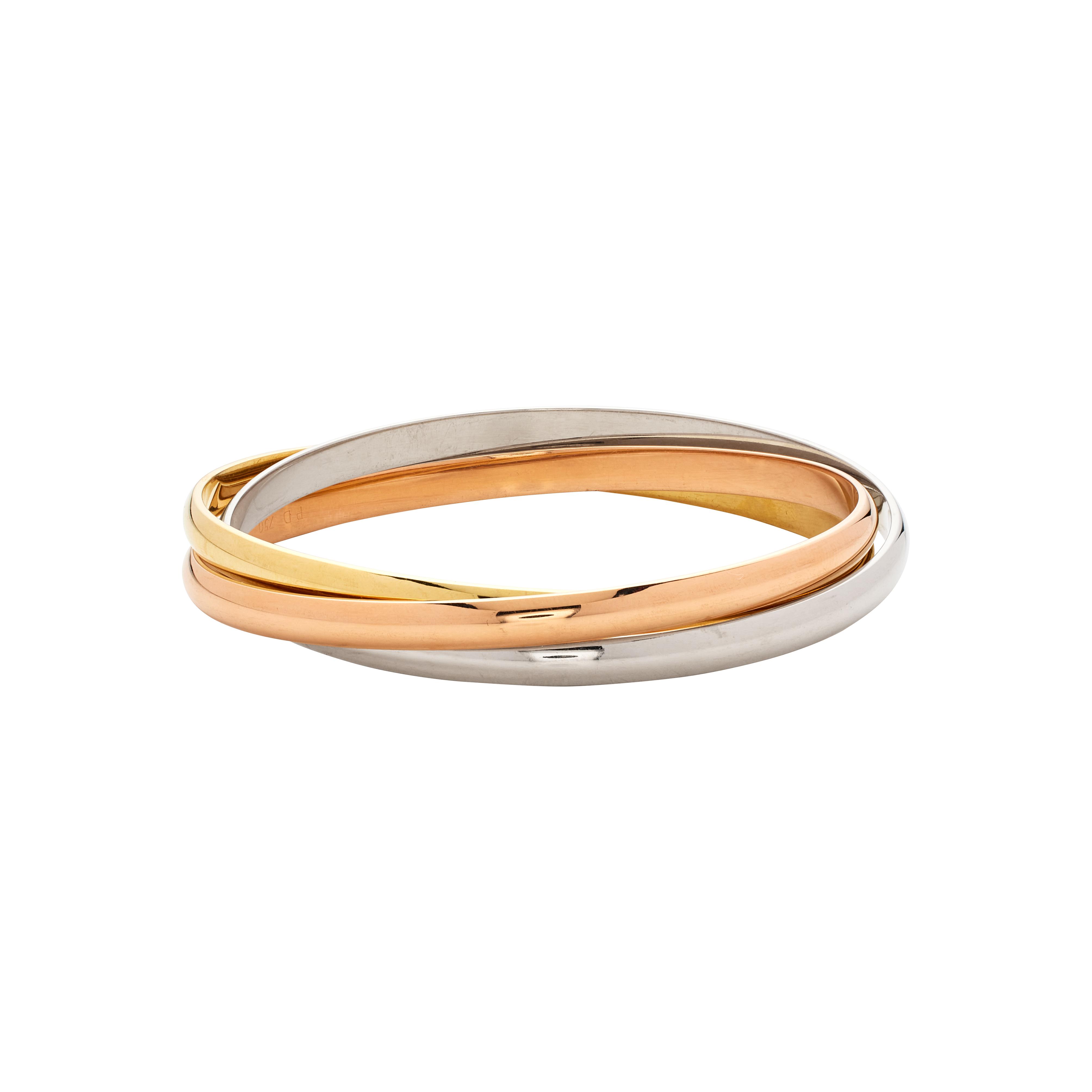 Cartier Gold, White Gold And Rose Gold Trinity Bracelet Available