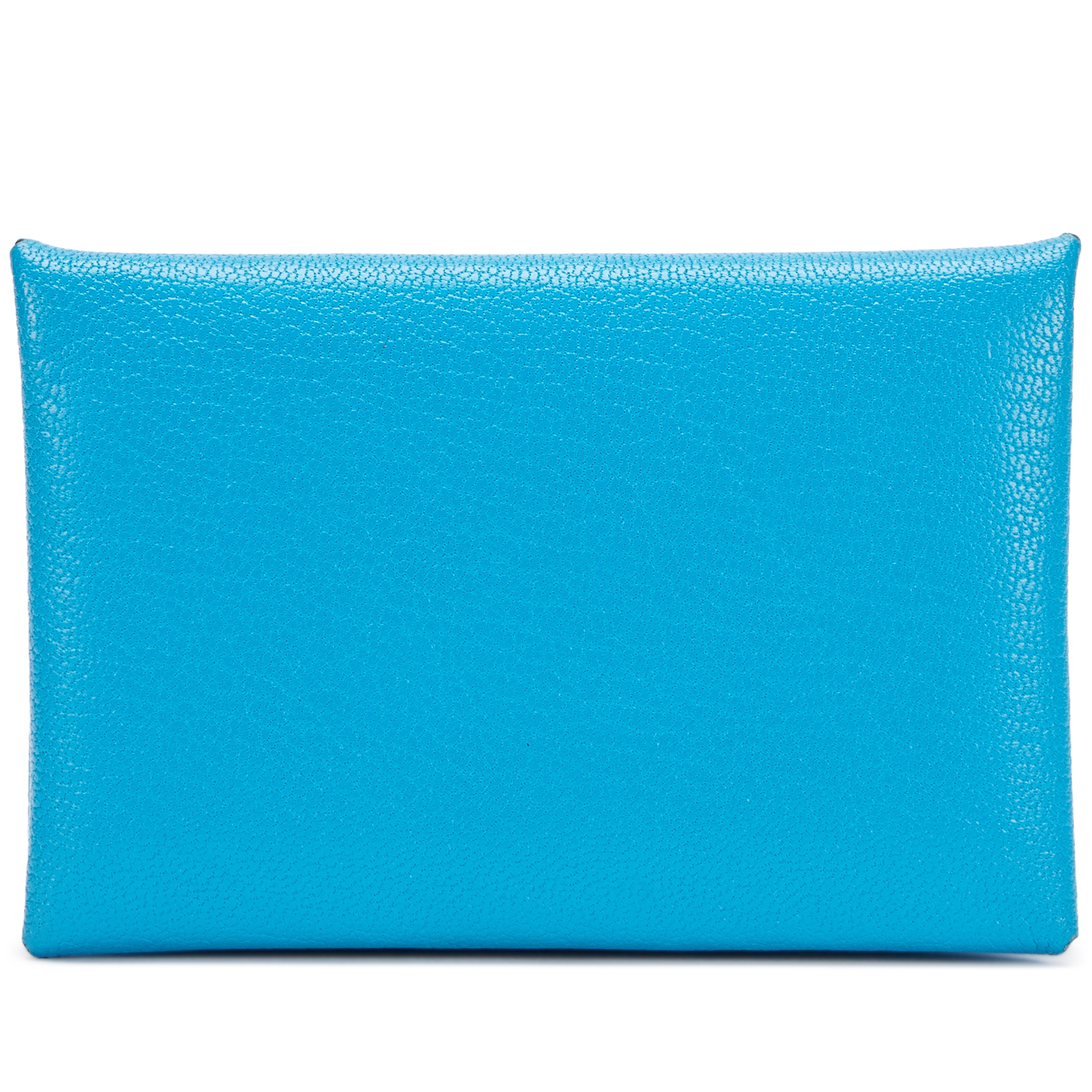 Hermès Bleu Frida Chèvre Mysore Calvi Card Holder Palladium