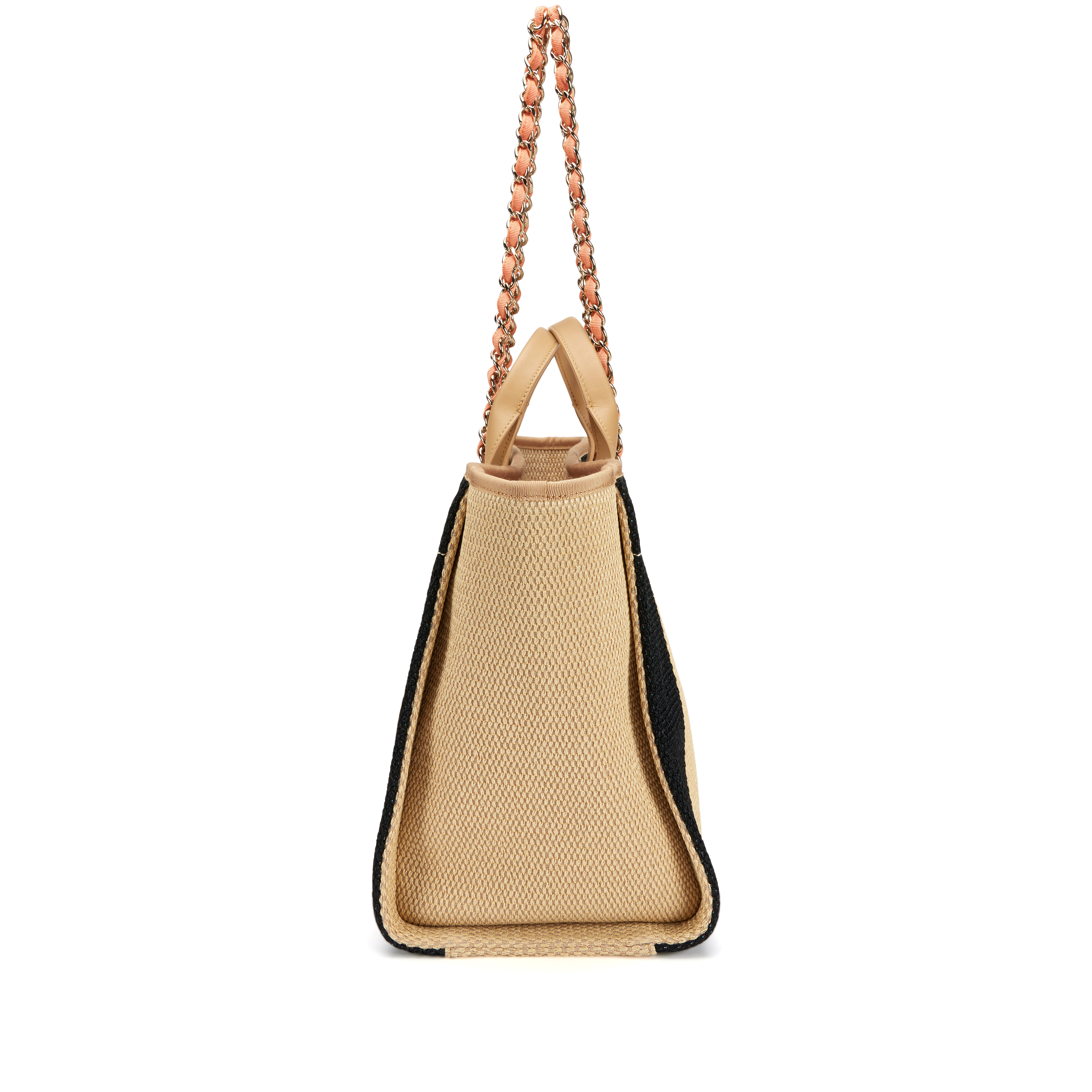 Black, White and Beige Striped Raffia Large Deauville Tote Pale Gold Hardware, 2020 - Image 4