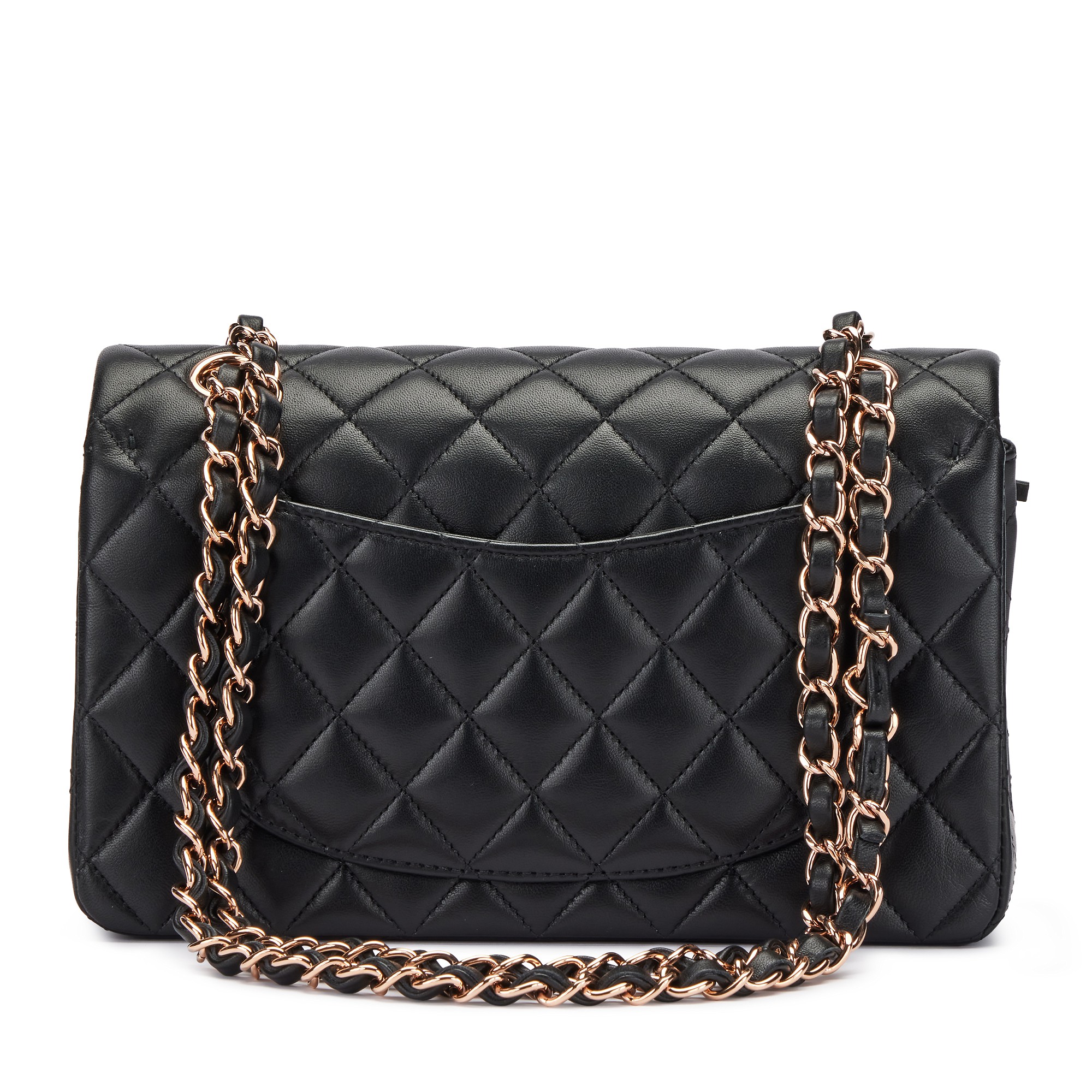 chanel classic flap bag black bag rose gold hardware