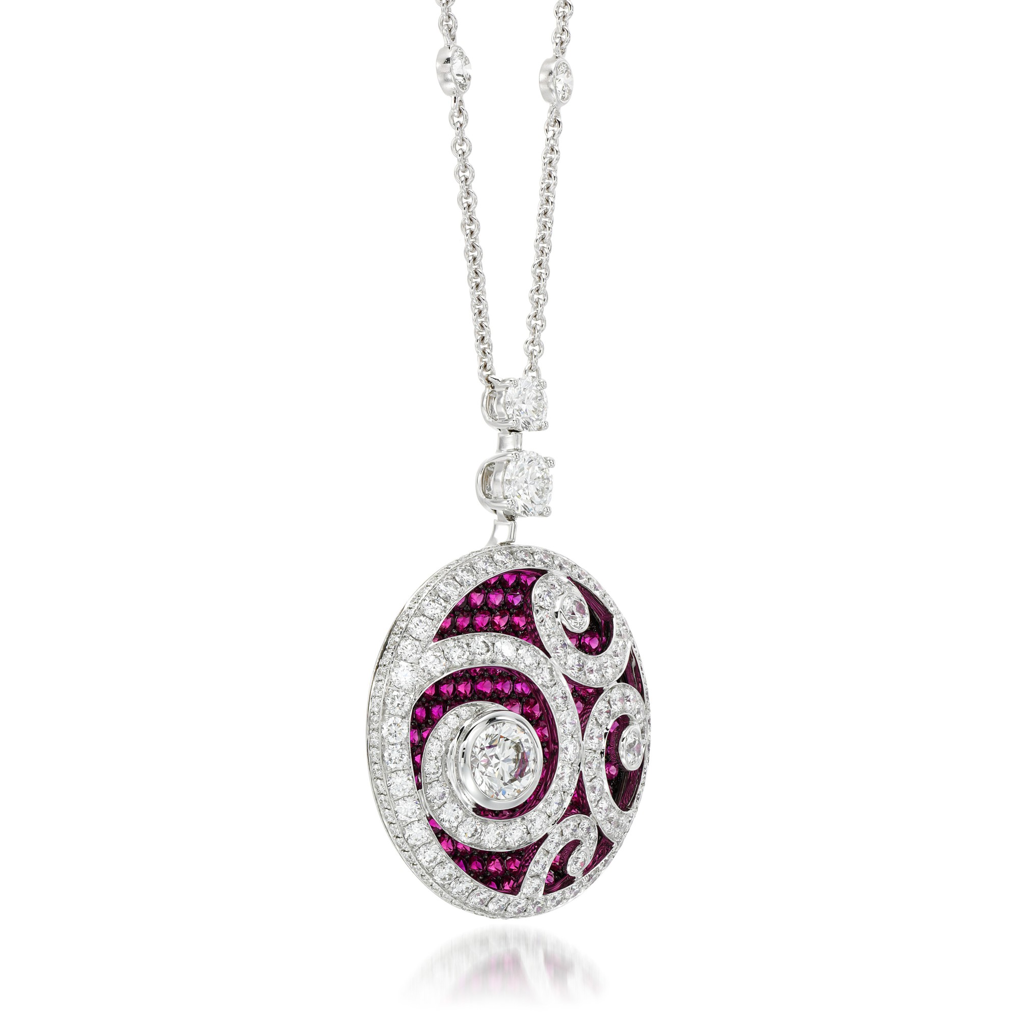 Graff | Ruby and diamond pendant necklace, 'Diamond on Diamond' | Life ...