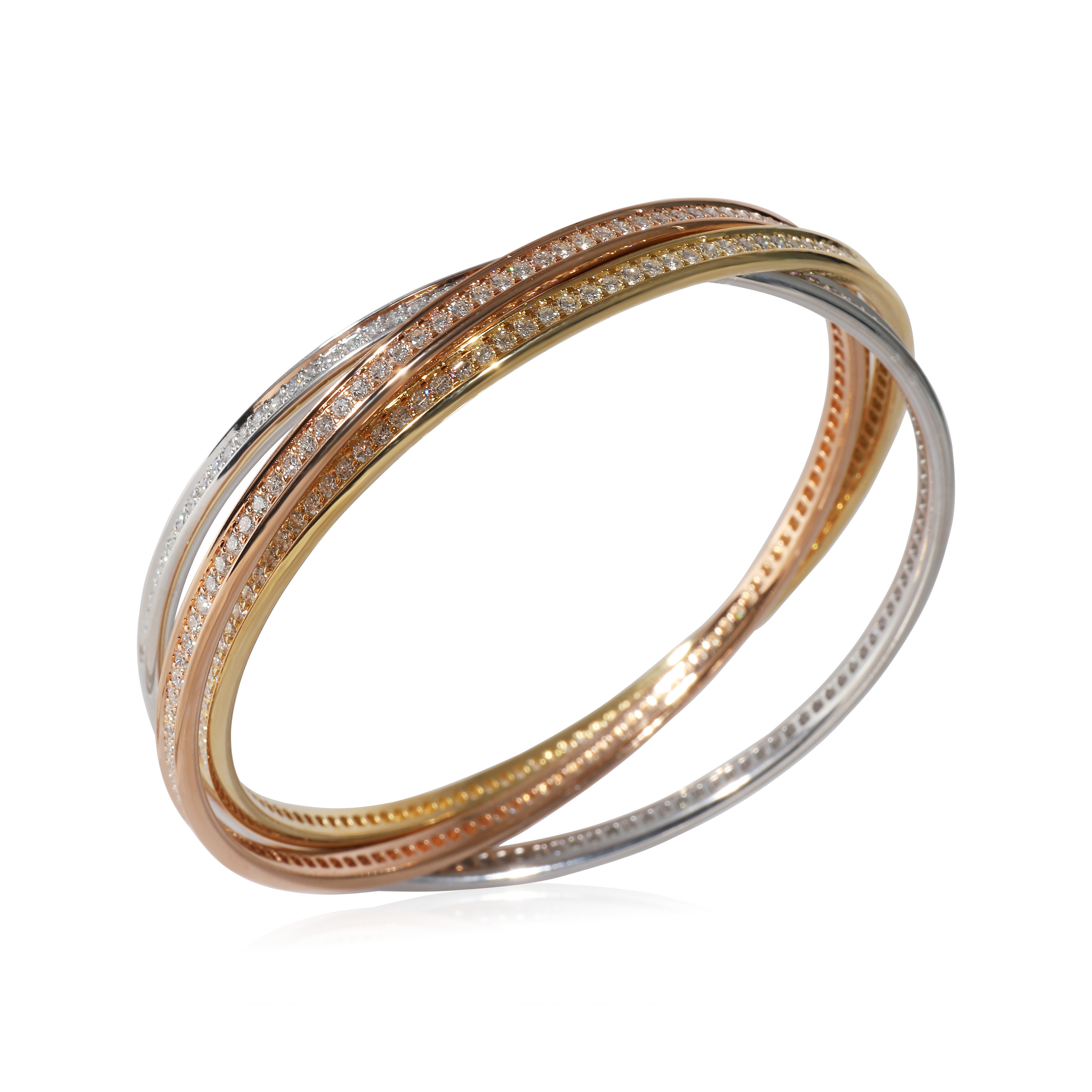 Cartier Gold, White Gold, Rose Gold And Diamond Trinity Bracelet