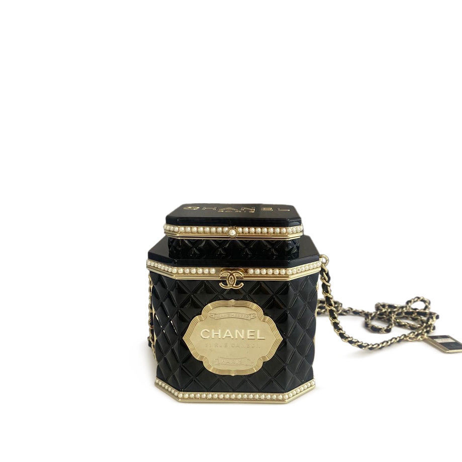 CHANEL Metal Resin Pearl I Love Coco Necklace Gold