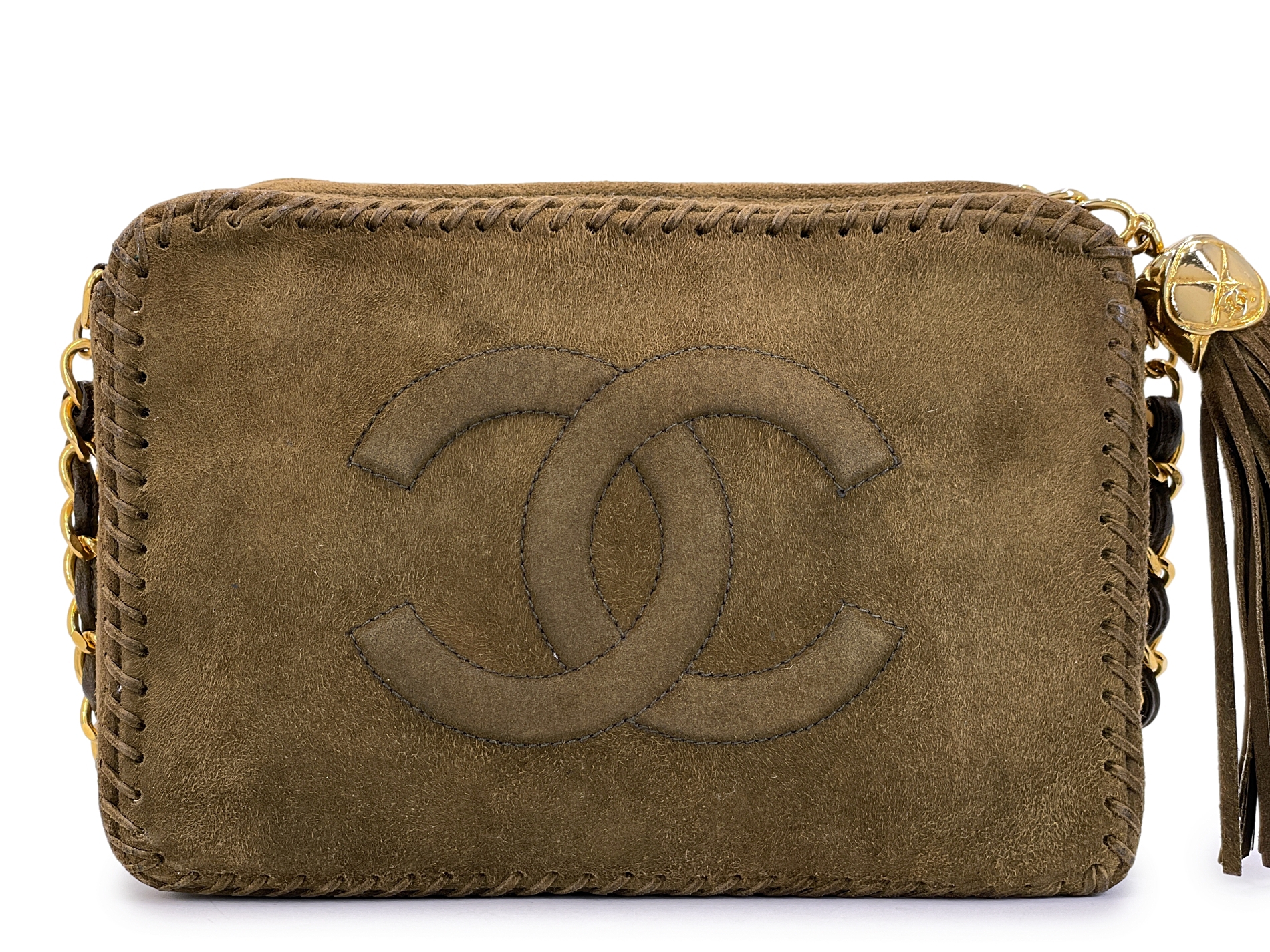 【CHANEL】1989-1991 vintage 2.55 leather canvas★ブラウン Chanel Vintage Vintage Khaki Brown Suede Camera Case Bag