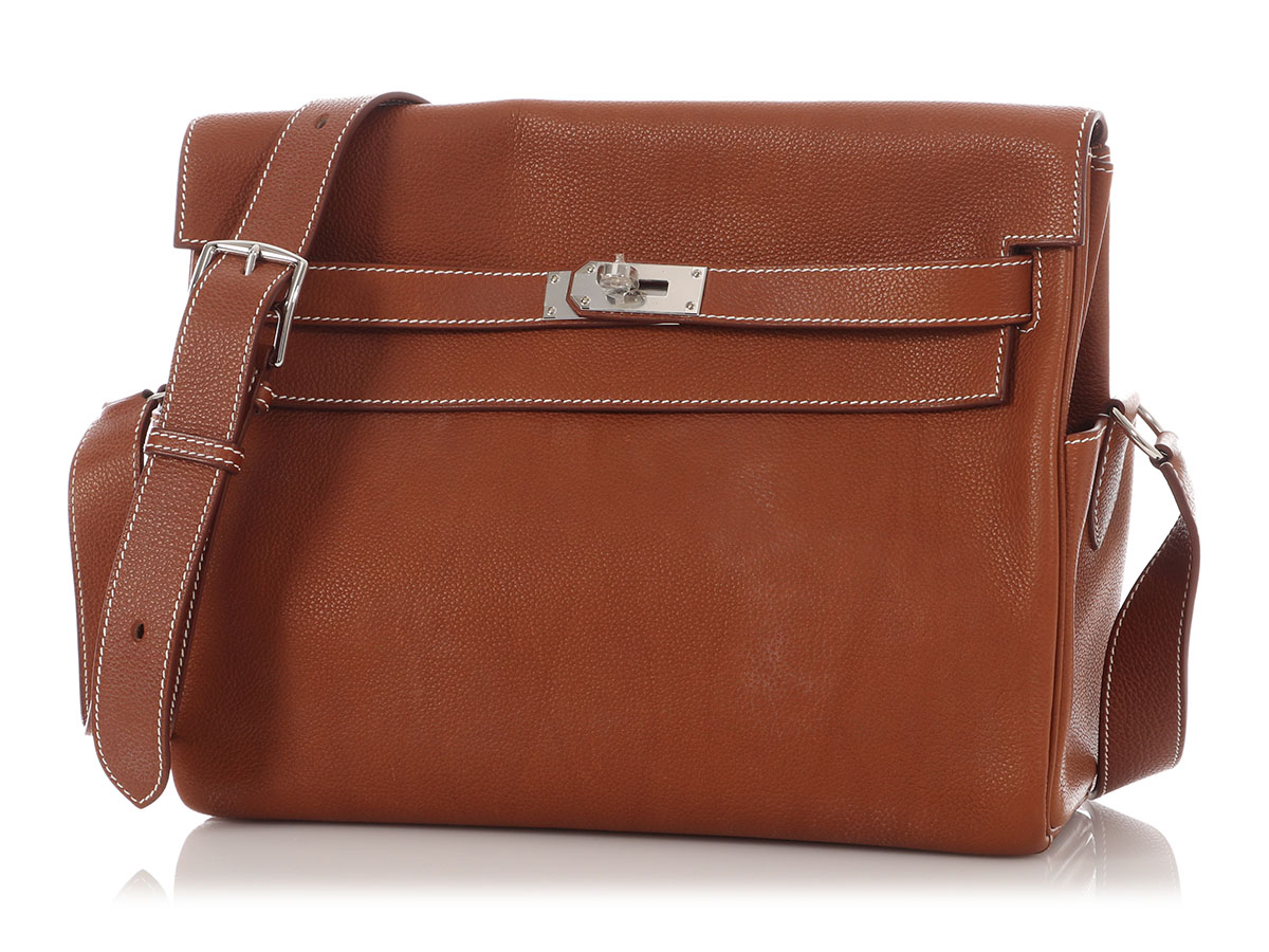 Hermès Fauve Barenia Faubourg Kelly Messenger GM Palladium 