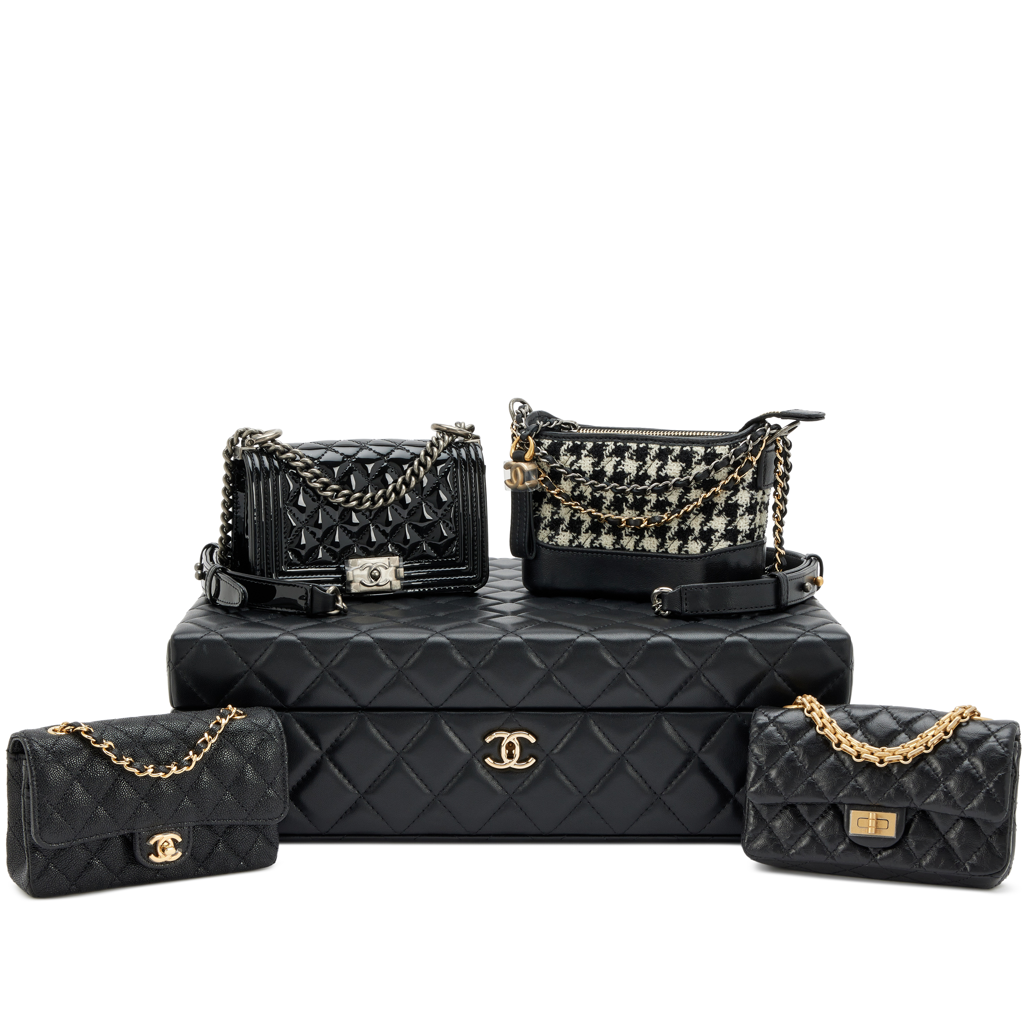 Chanel Success Story Set Of 4 Mini Bags With Quilted Trunk, 2020