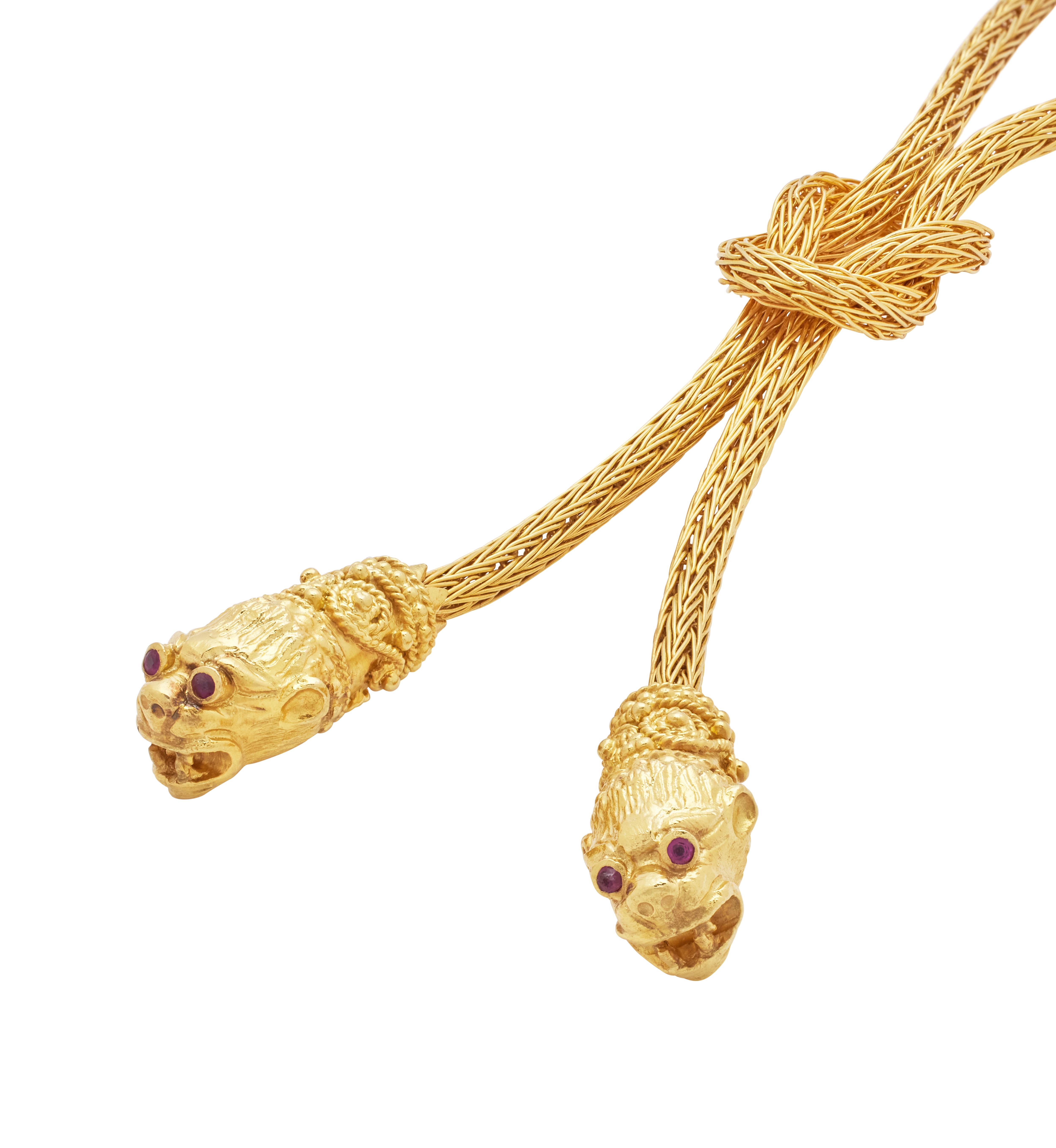 Ilias Lalaounis Gold And Ruby Lionhead Lariat Necklace Available