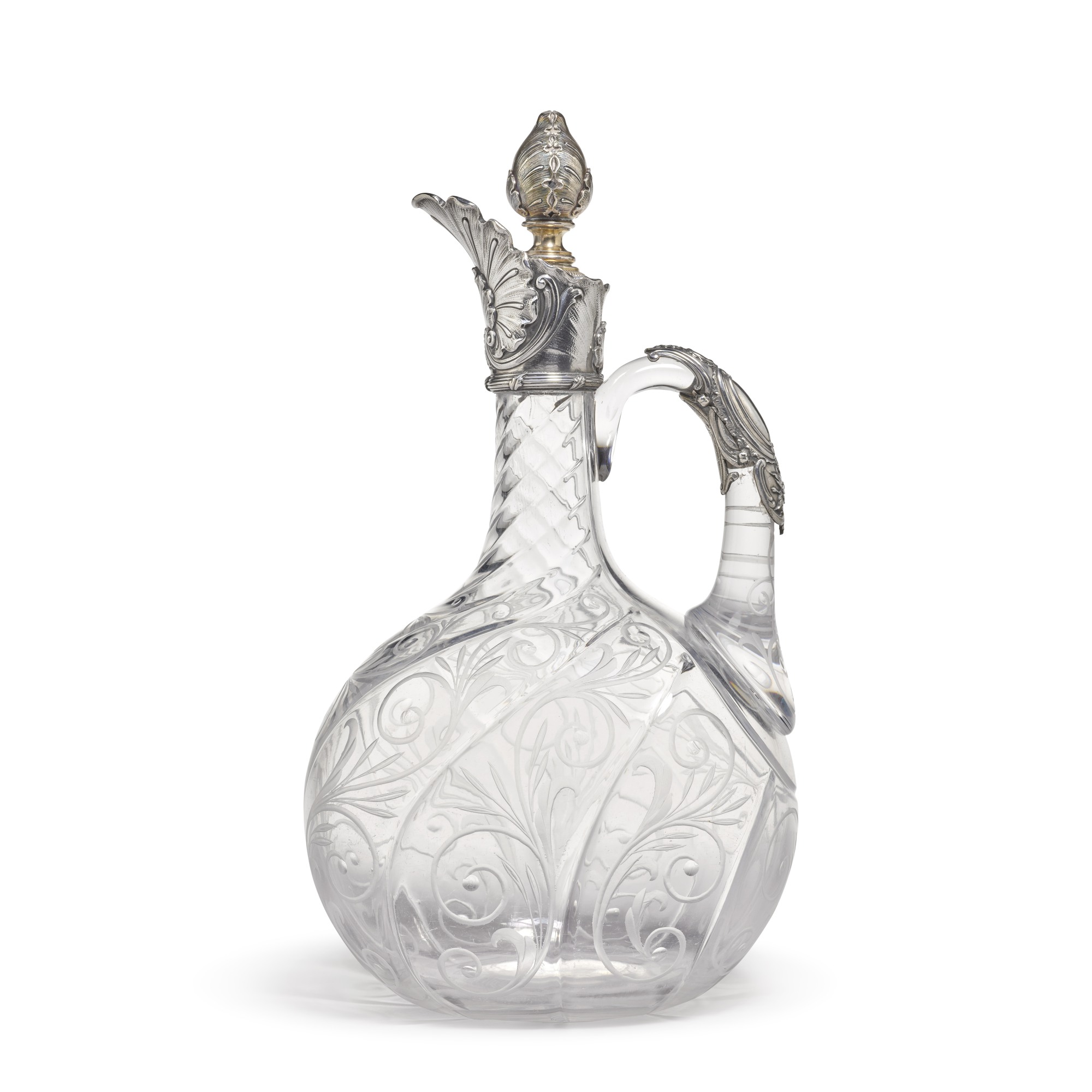 A Fabergé silver-mounted cut-glass claret jug, workmaster Julius ...