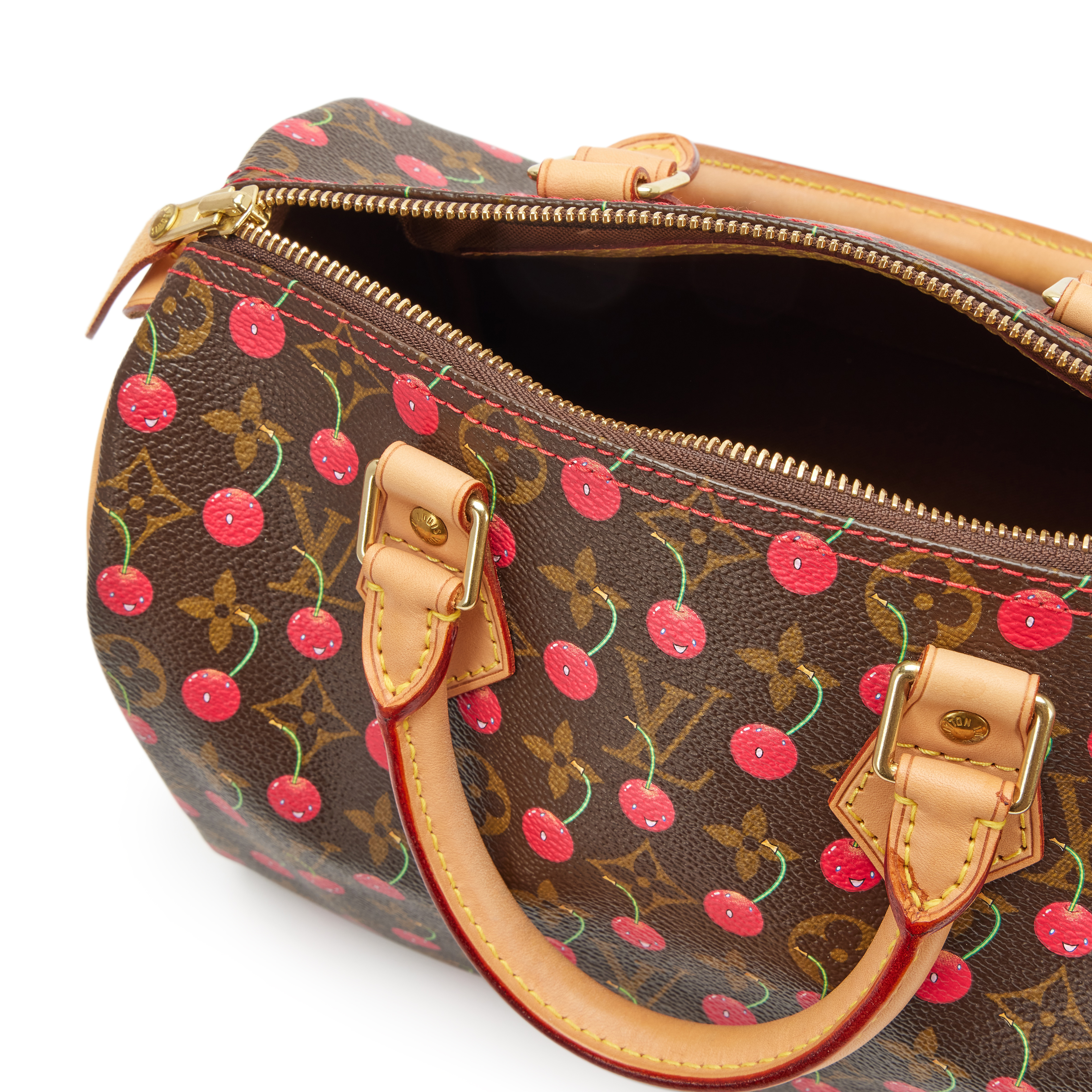 Louis Vuitton Brown And Red Monogram Cerises Coated Canvas Speedy