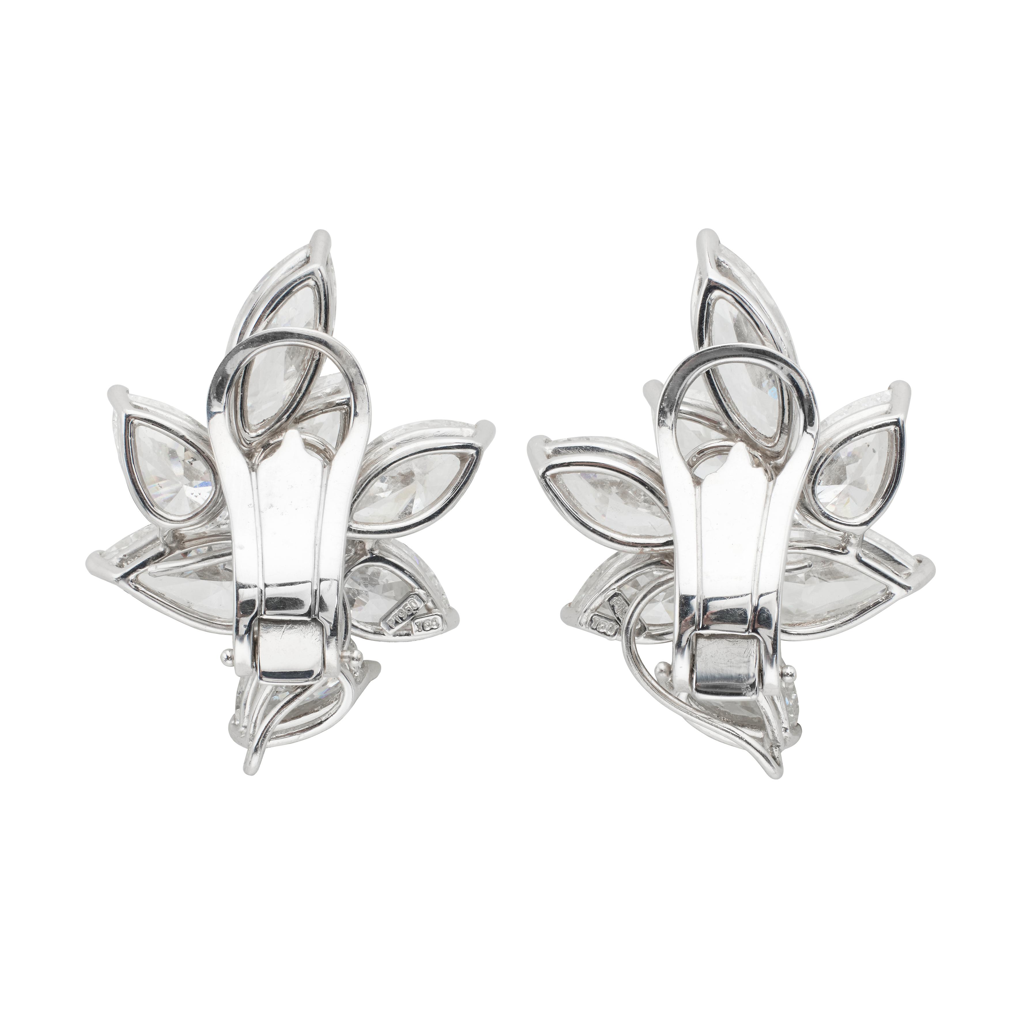 Platinum And 16.79ctw Diamond Cluster Earrings Available For