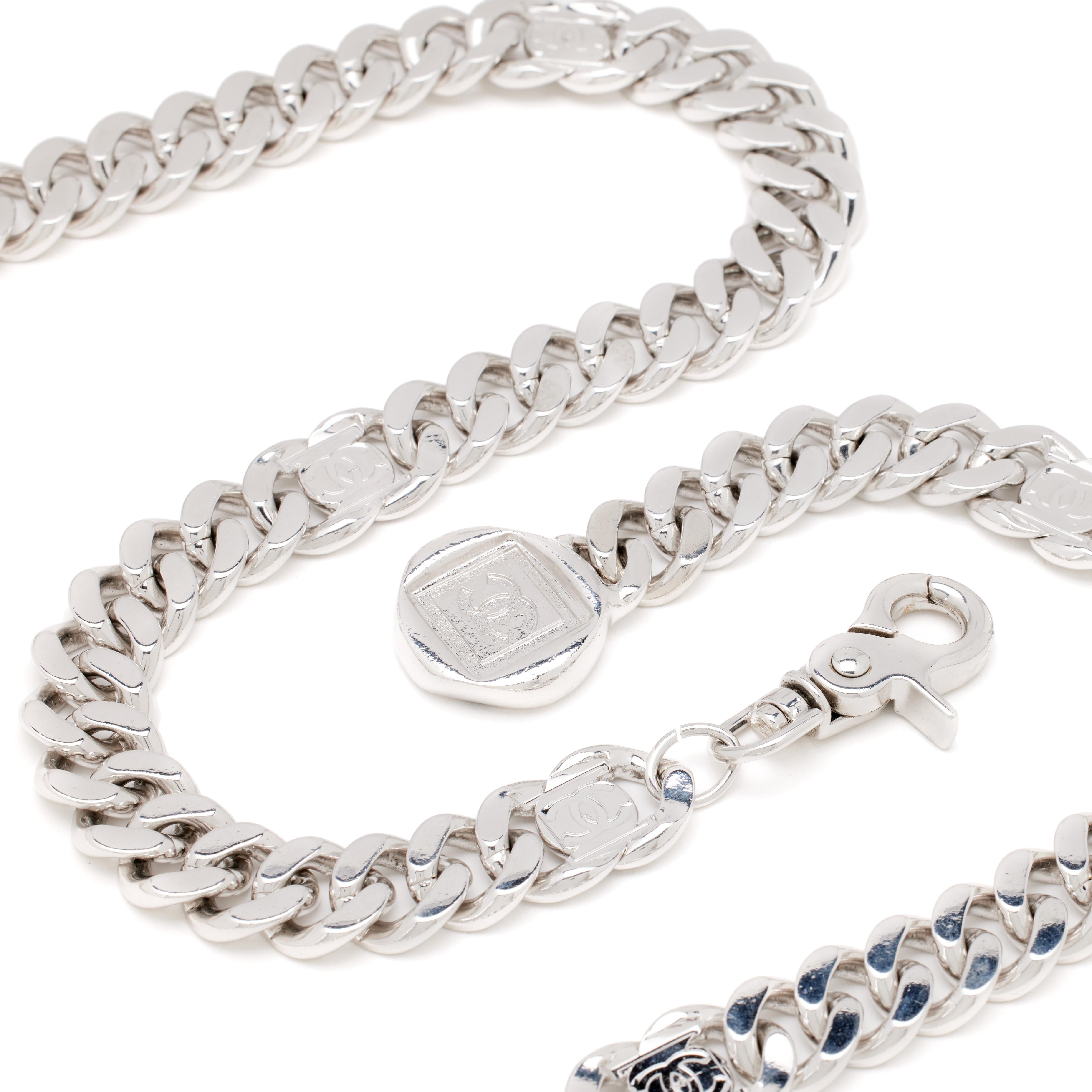 Chanel Belt CC Logo Chain 04 Metal Silver NEW CHANEL BELT CHANEL CC LOGO CHAIN IN SILVER METAL T 85 to  main image 3