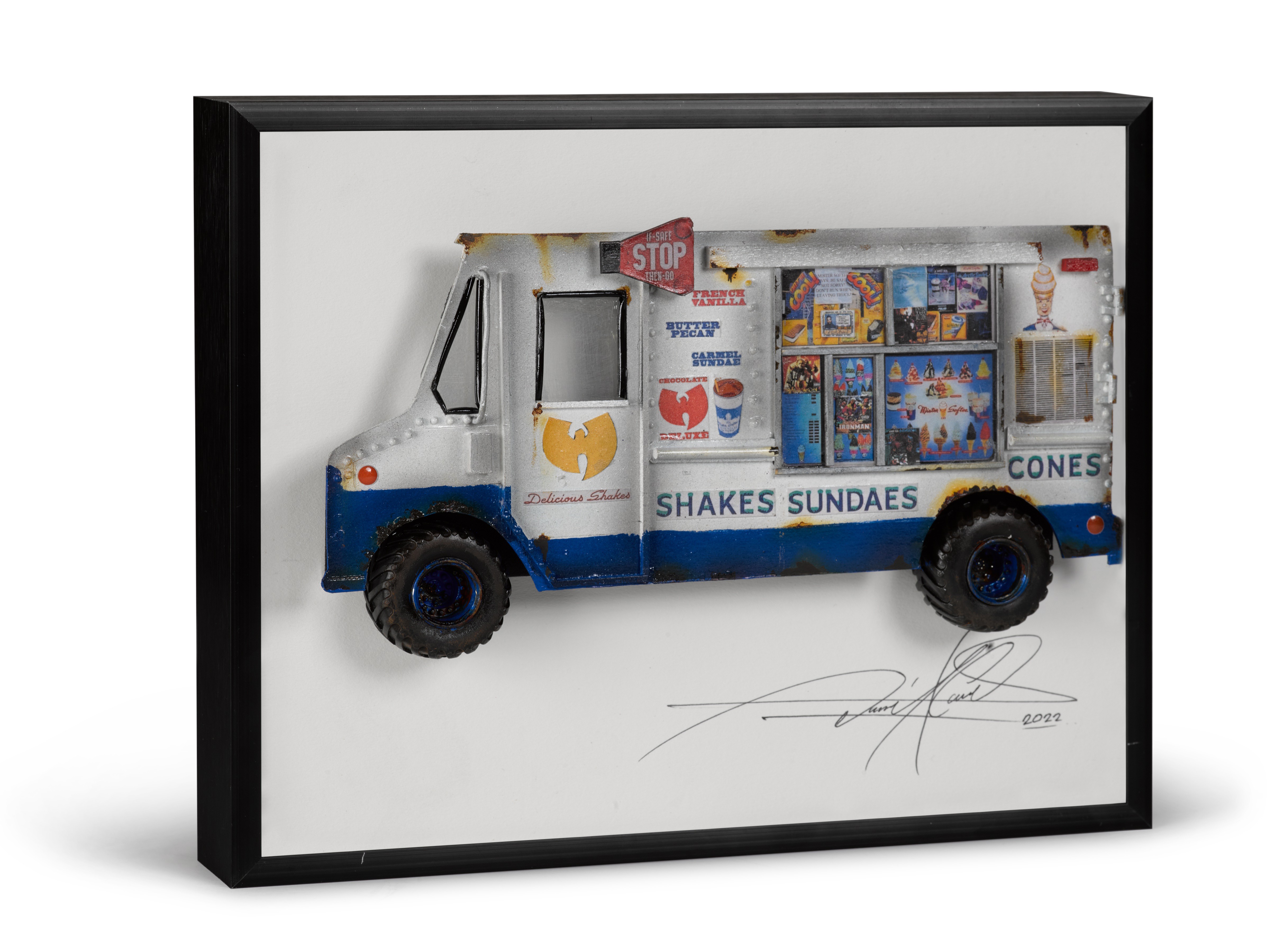 Original miniature of a WuTang branded ice cream truck, signed