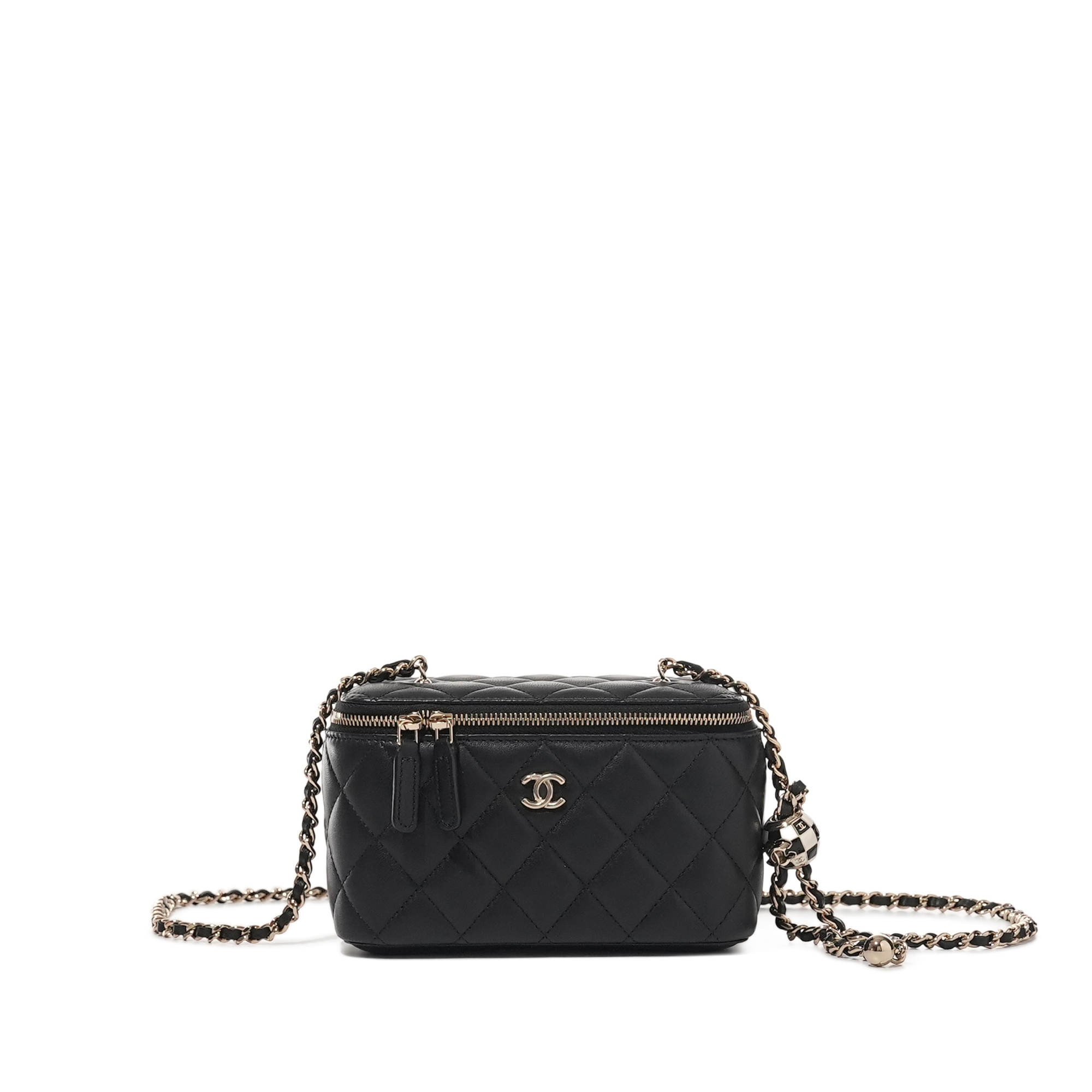 美品 シャネル/CHANEL・フォクシー/FOXEY鉛筆：BOXセット Chanel Black Quilted Lambskin Football Crush Long Vanity Gold