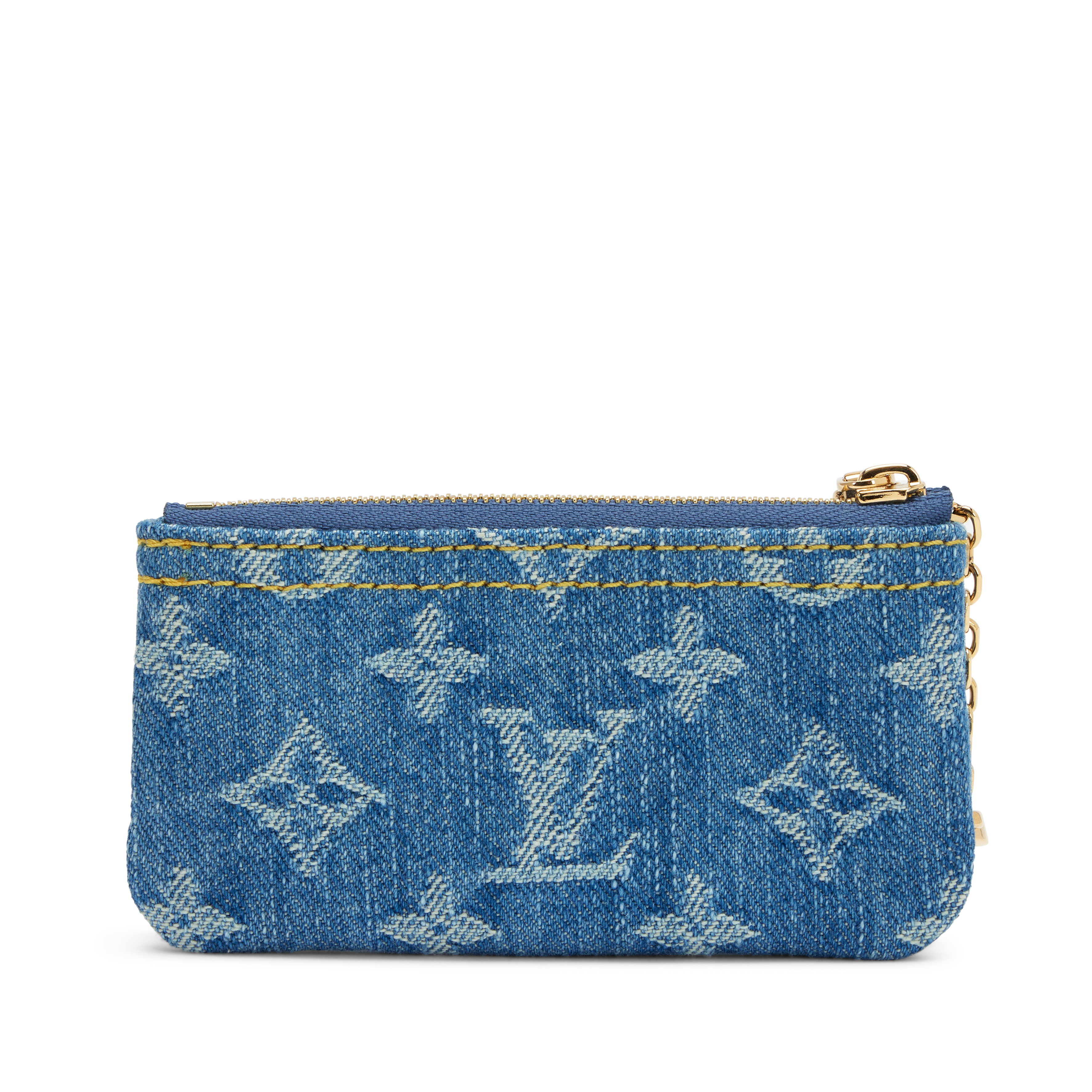 Louis Vuitton Blue Denim Monogram Denim Key Pouch Gold Hardware