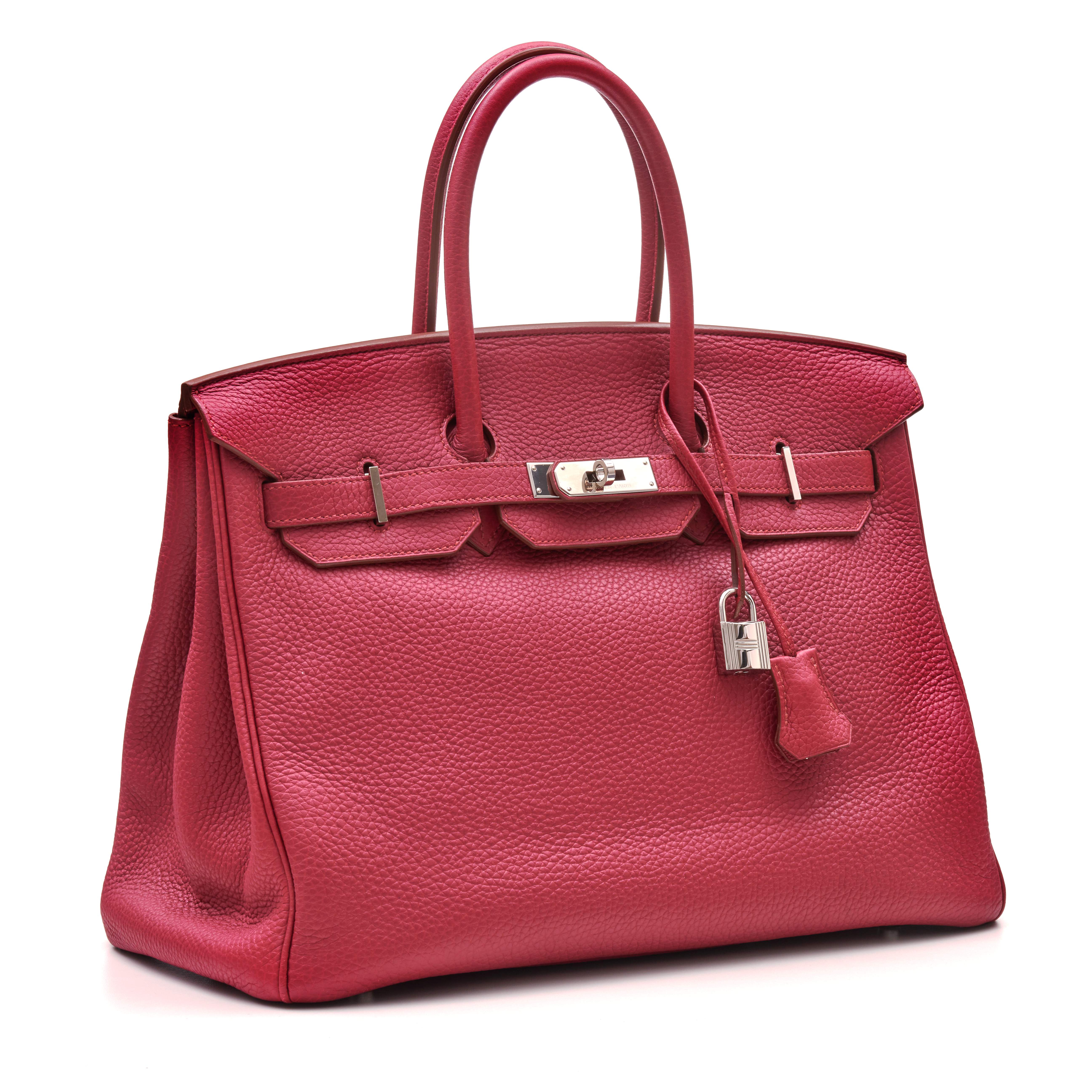 Framboise Birkin 35cm in Clemence Taurillion Leather with Palladium