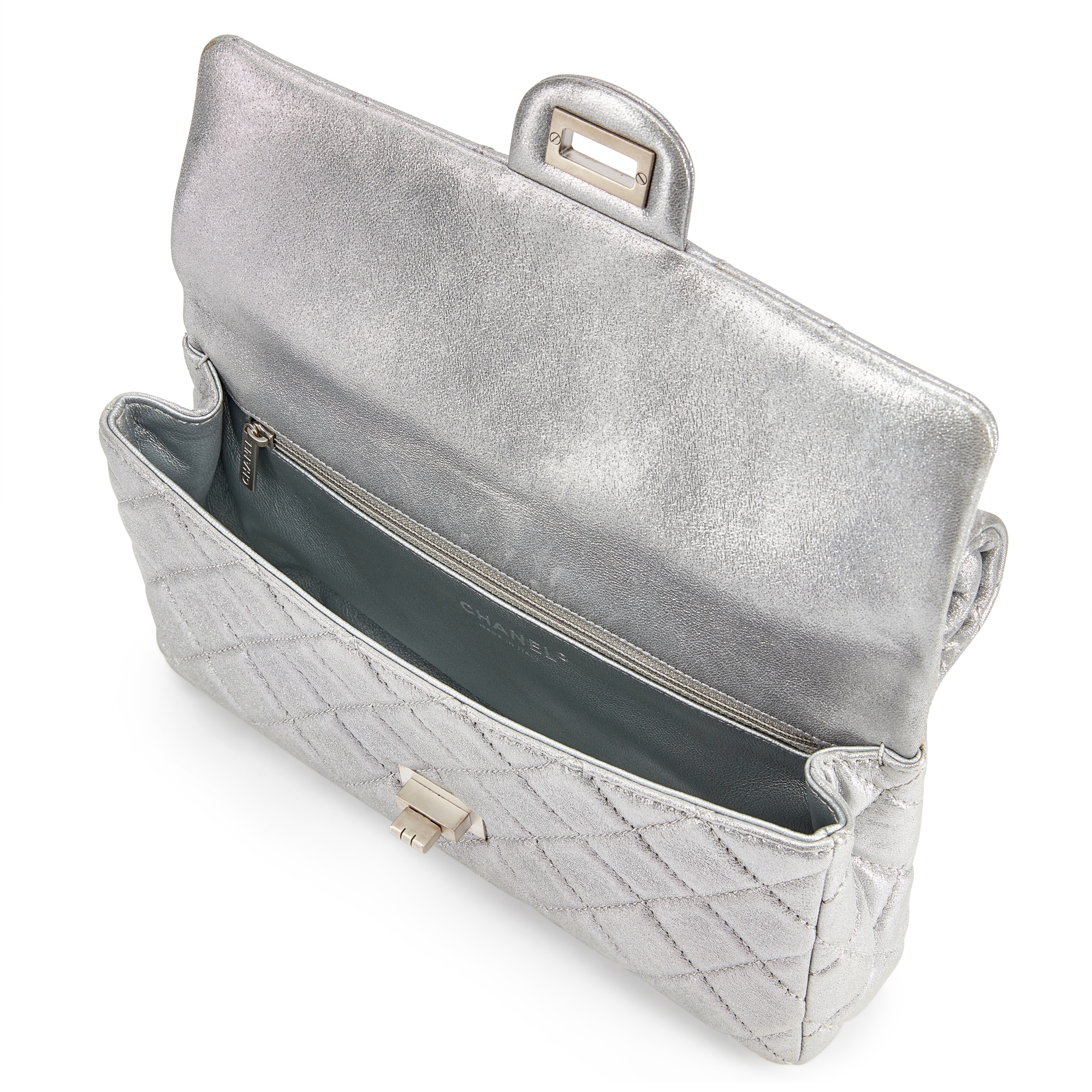 Chanel Silver Quilted Calfskin 2.55 Clutch Brushed Silver Hardware, 2012  Available For Immediate Sale At Sotheby's