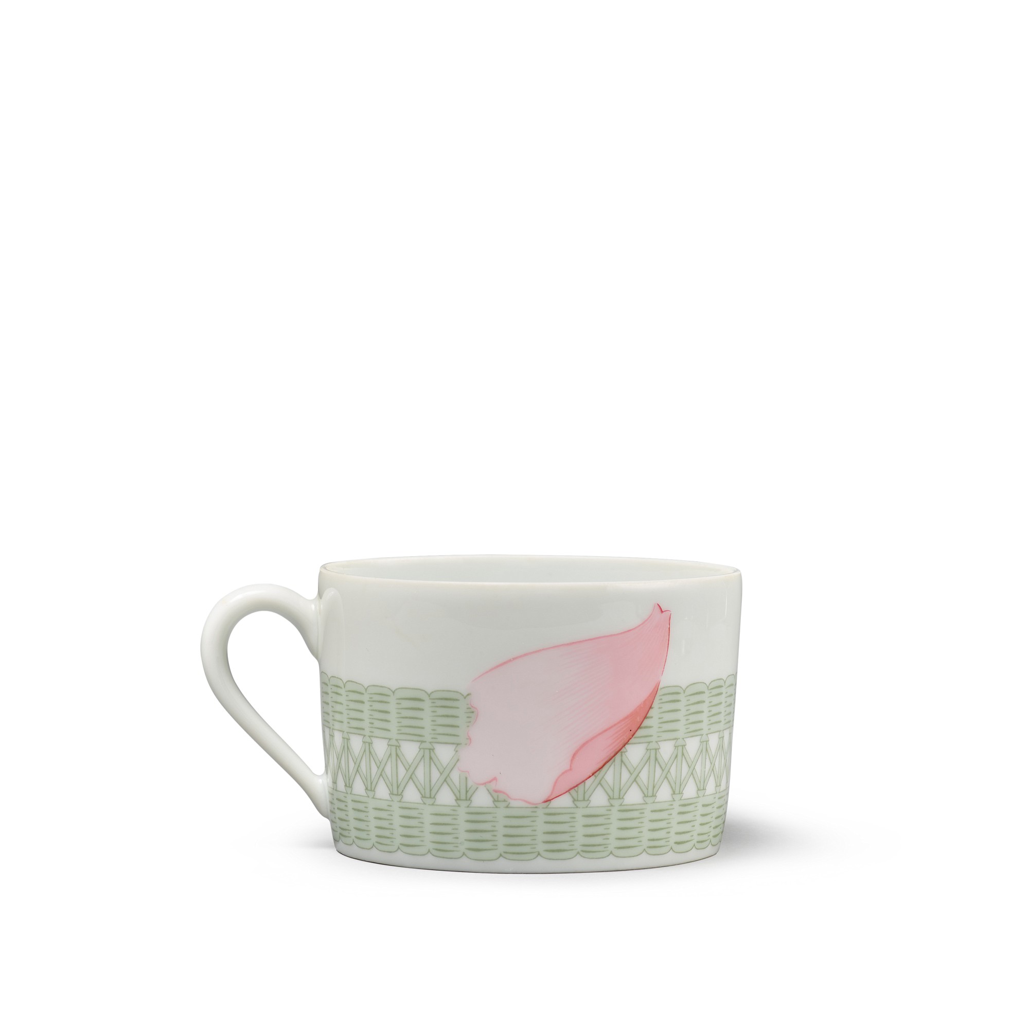 Hermès Pink, Green And White Porcelain Les Pivoines Tea Cup