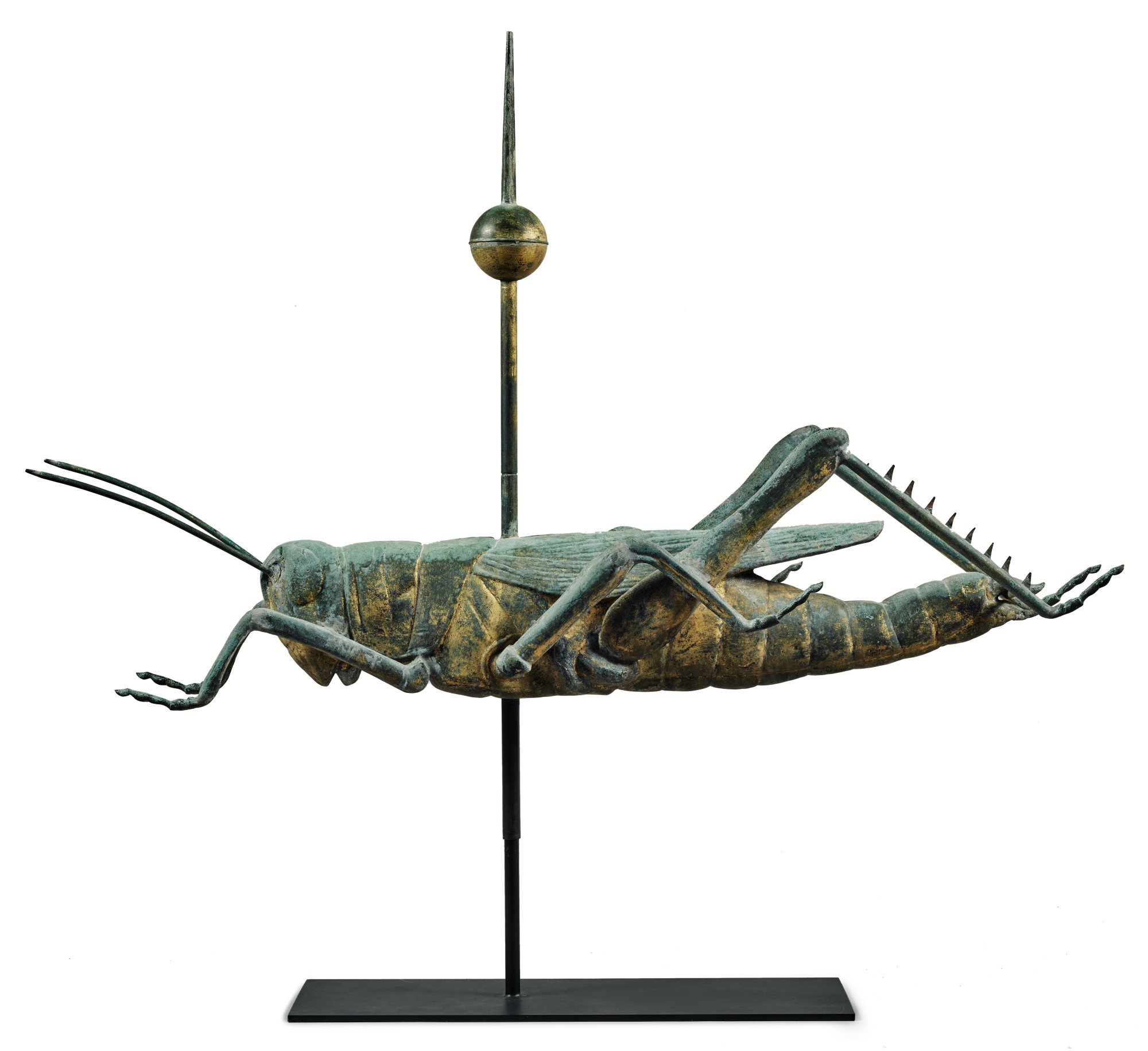 EXCEPTIONAL HOLLOW MOLDED AND GILT COPPER WEATHERVANE, ATTRIBUTED TO L.W. CUSHING
