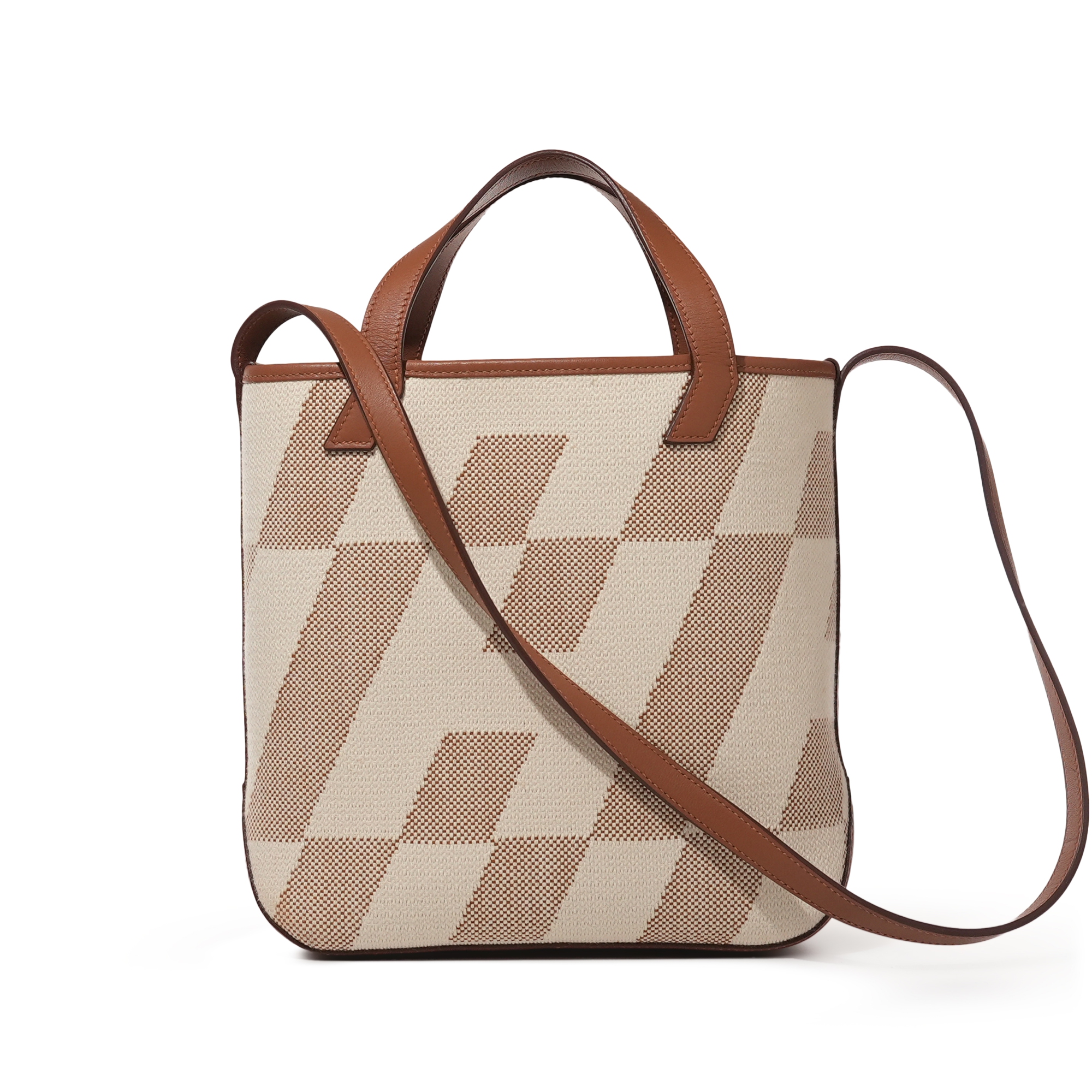 Hermès Ivory, Gold And Ecru Swift And Toile Cabas H En Biais