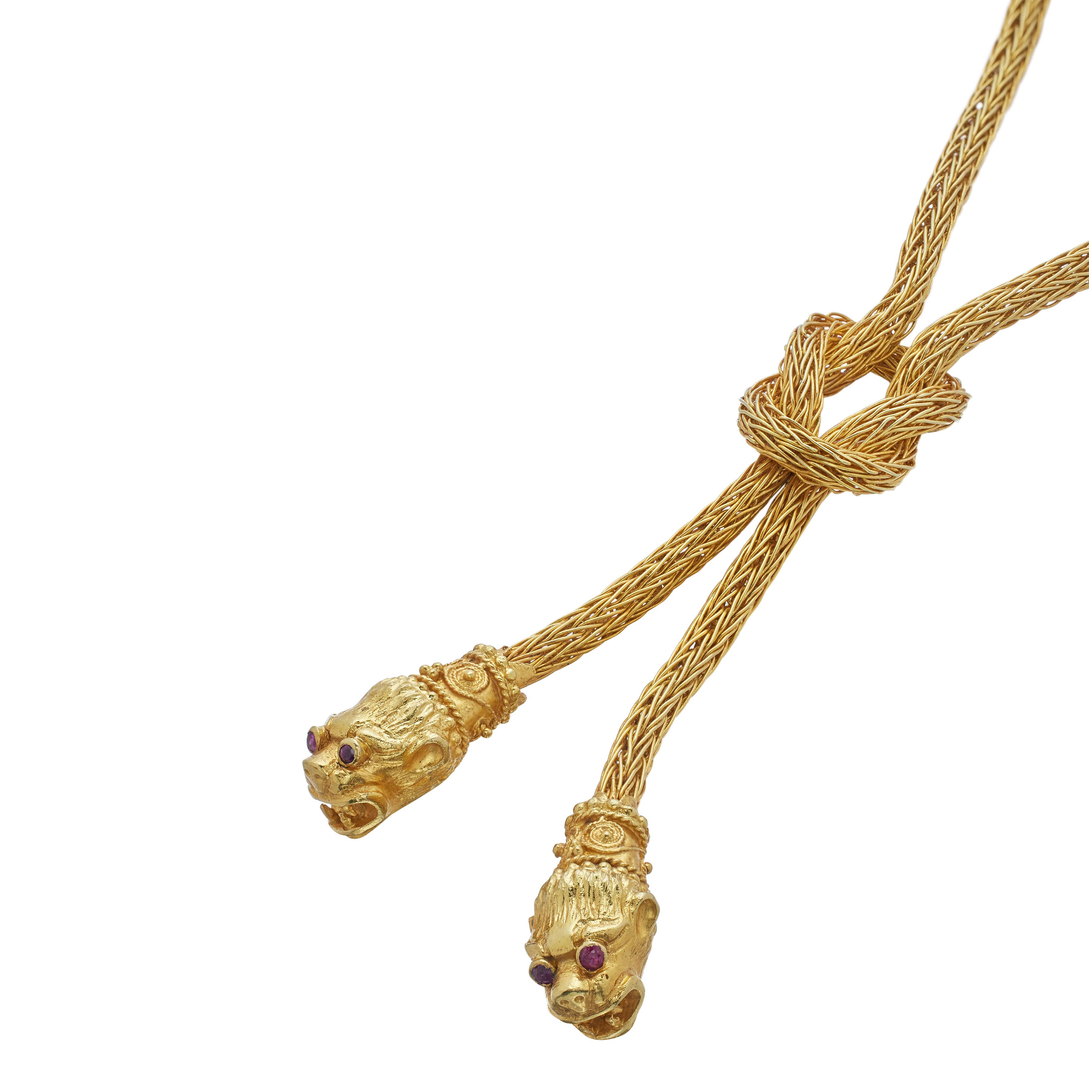 Ilias Lalaounis Gold And Ruby Lionhead Lariat Necklace Available