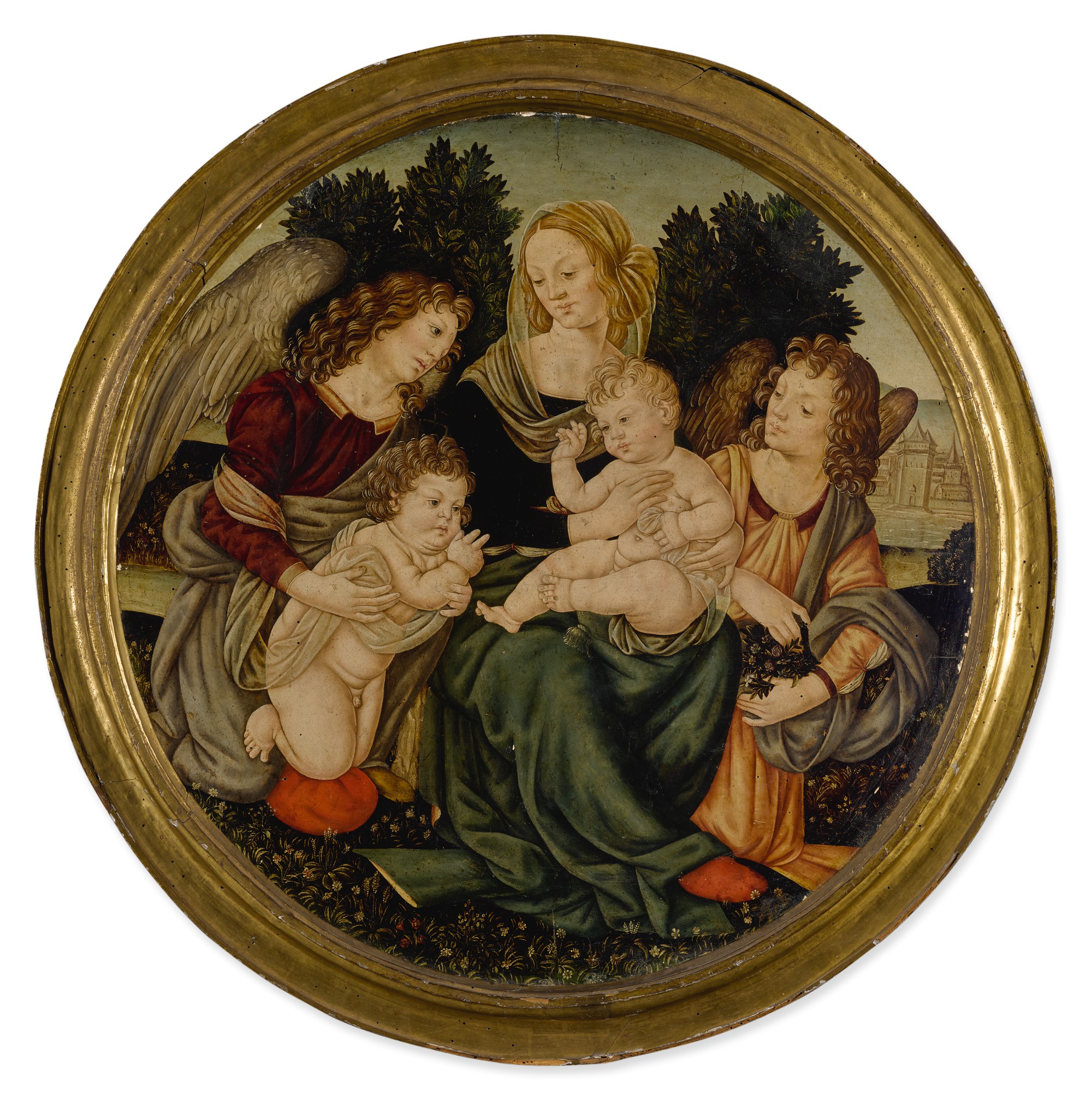 Madonna and Child with the infant Saint John the Baptist and two angels ...
