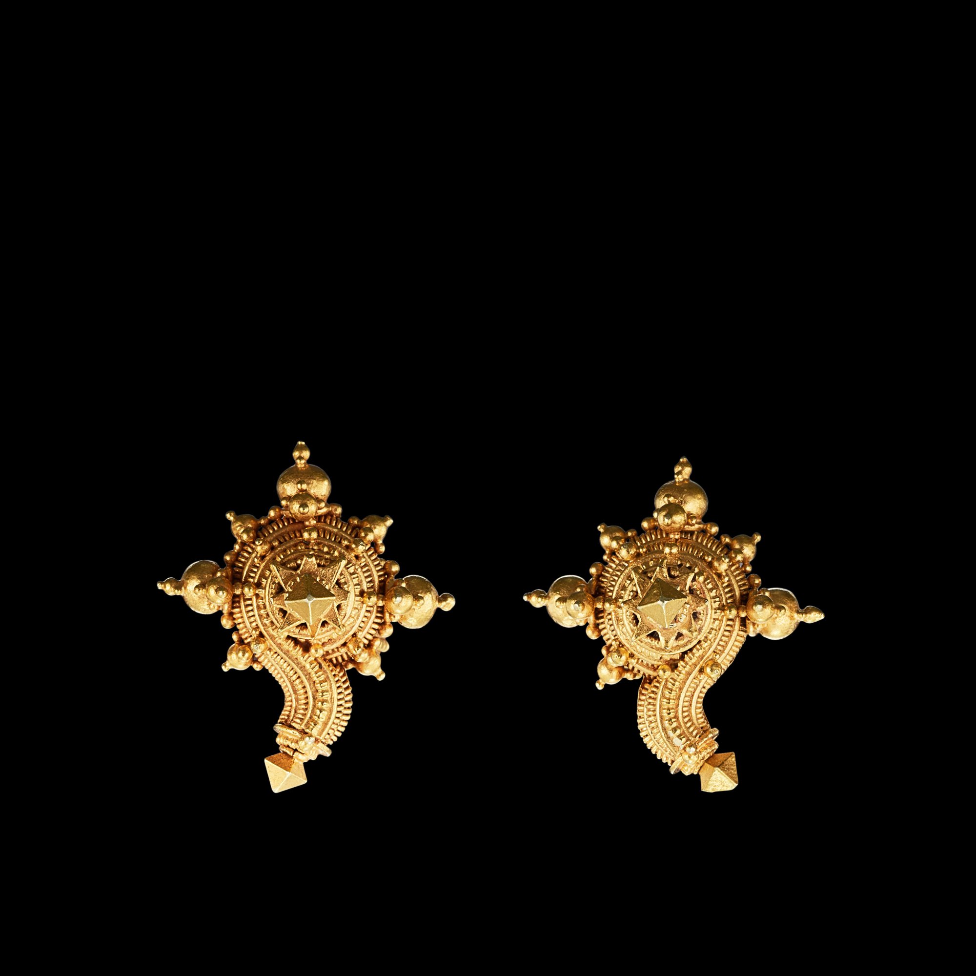 A pair of conch-shaped gold cord clasps Java, Indonesia, 7th - 12th ...