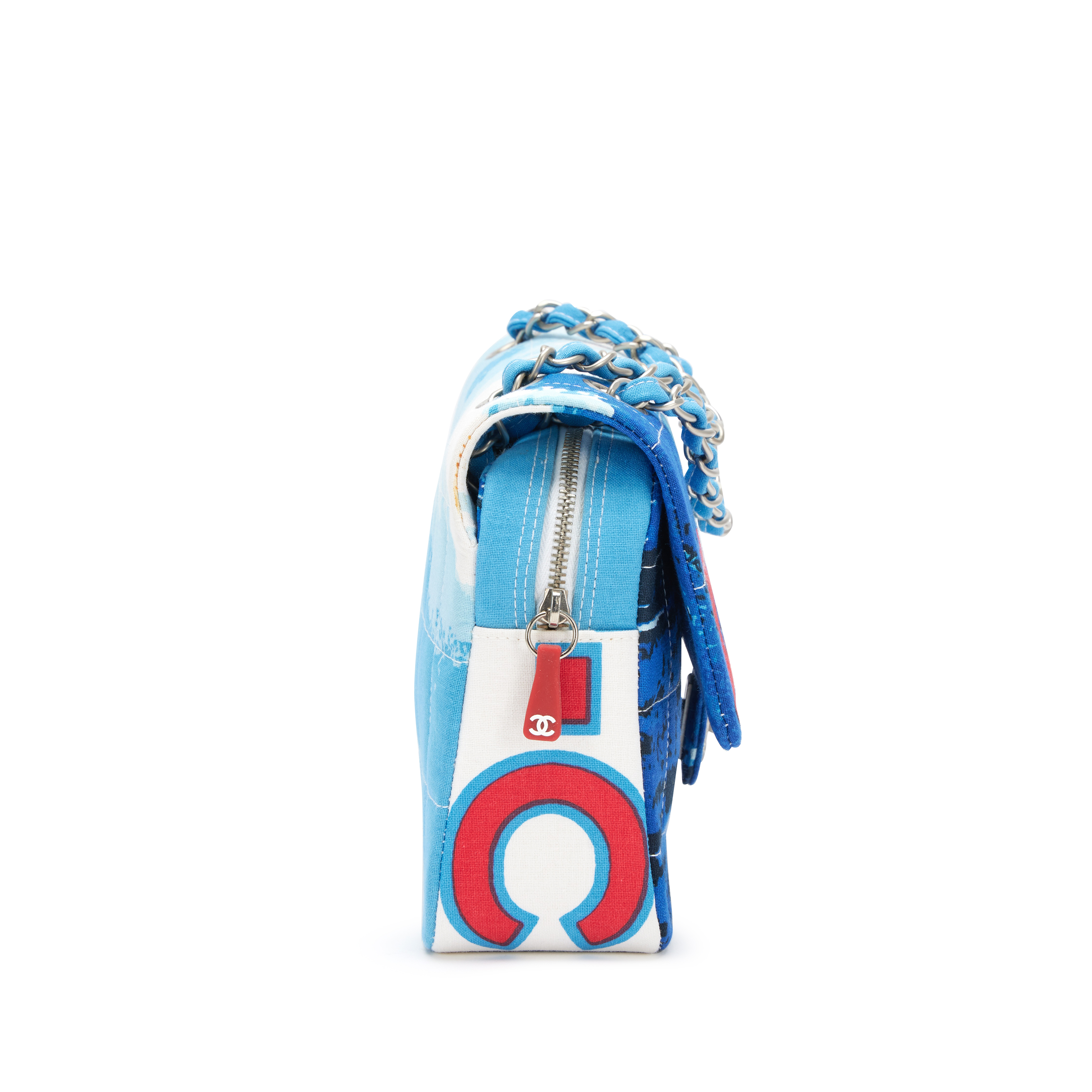 Chanel Blue, White, And Red Chocolate Bar Quilted Canvas CC Beach