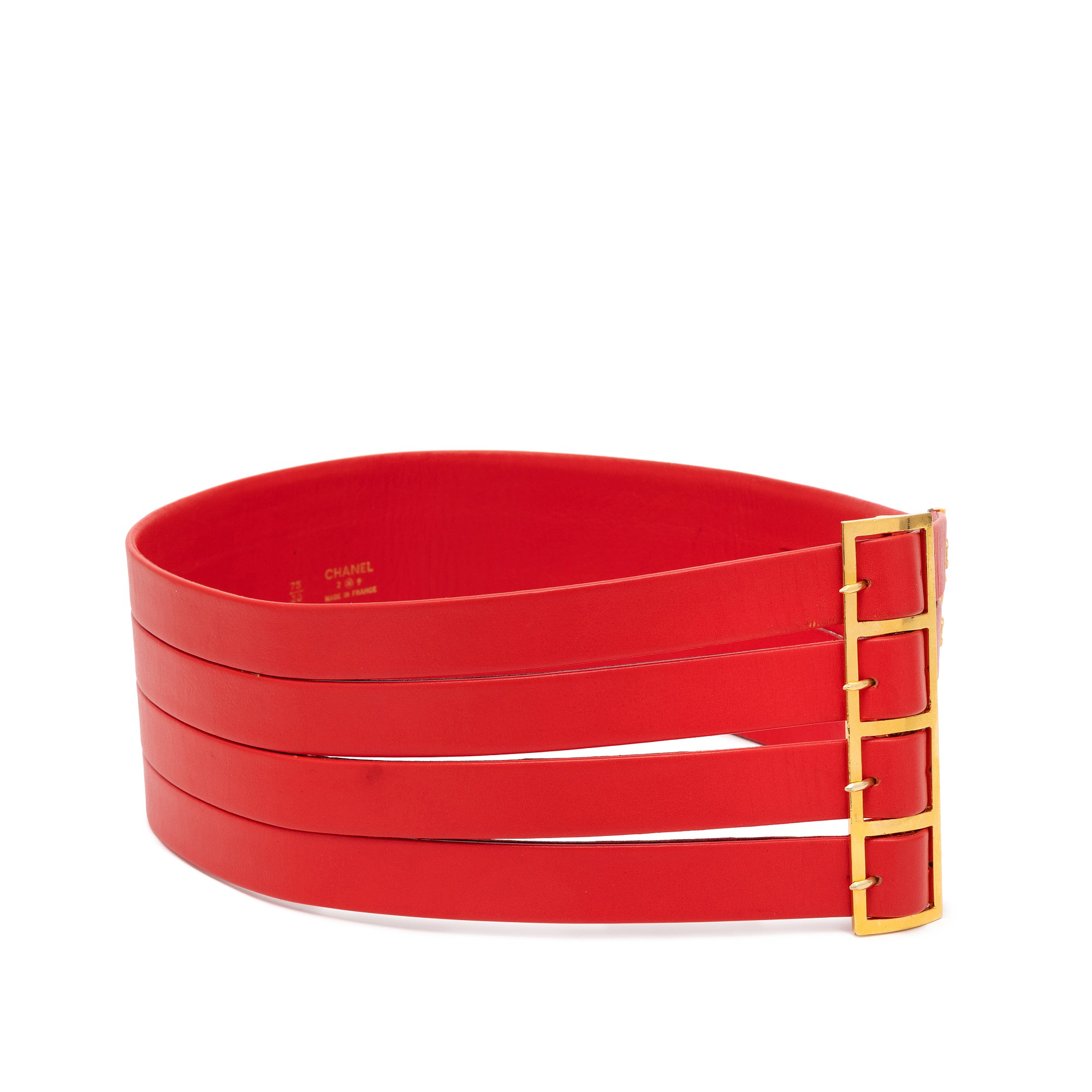 Chanel Vintage Red Wide Belt Chanel Vintage Interlocking CC Logo Waist Belt - Red Belts  main image 2