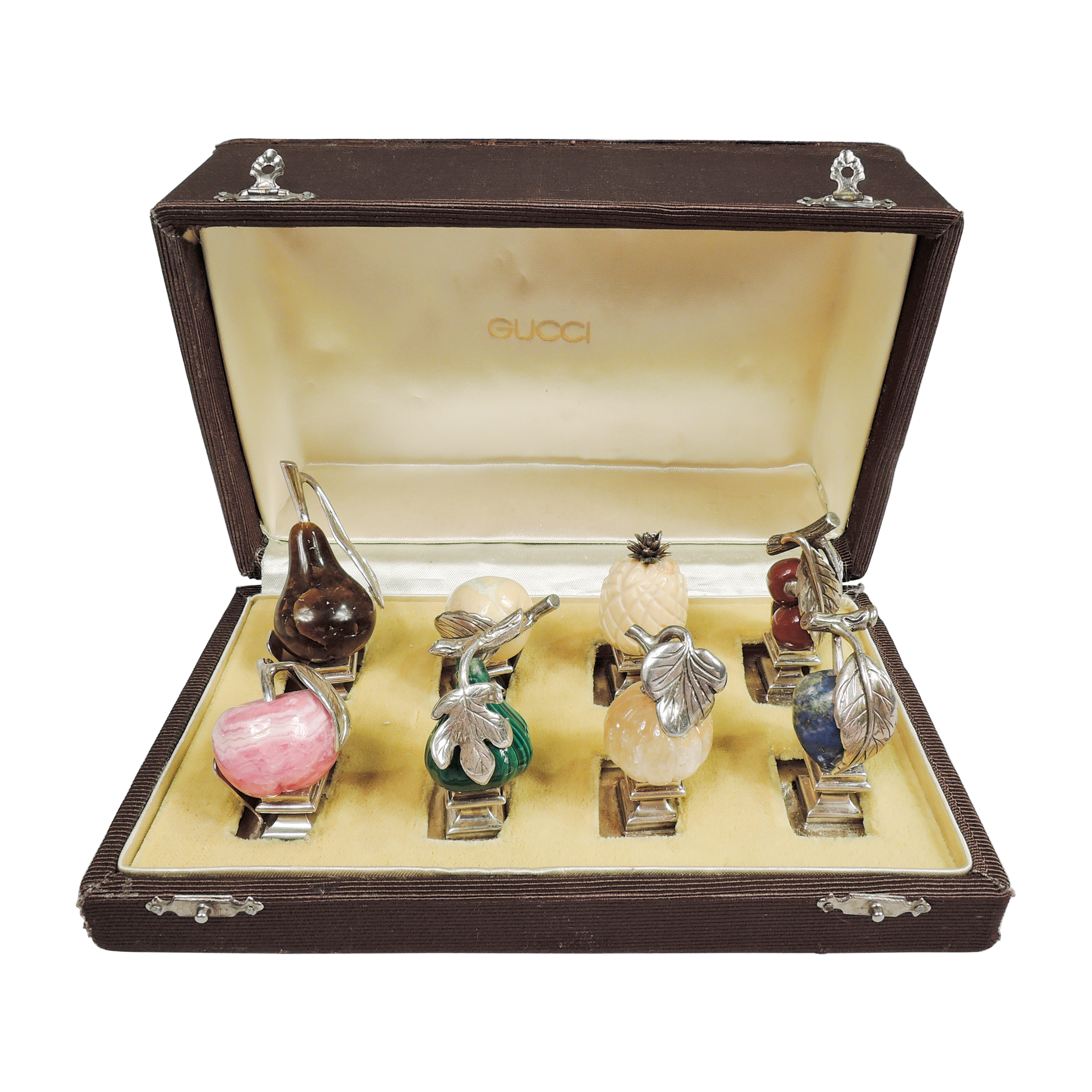 置物 GUCCI ITALY Gucci Vintage Italian Silver And Hardstone Place Card Holders